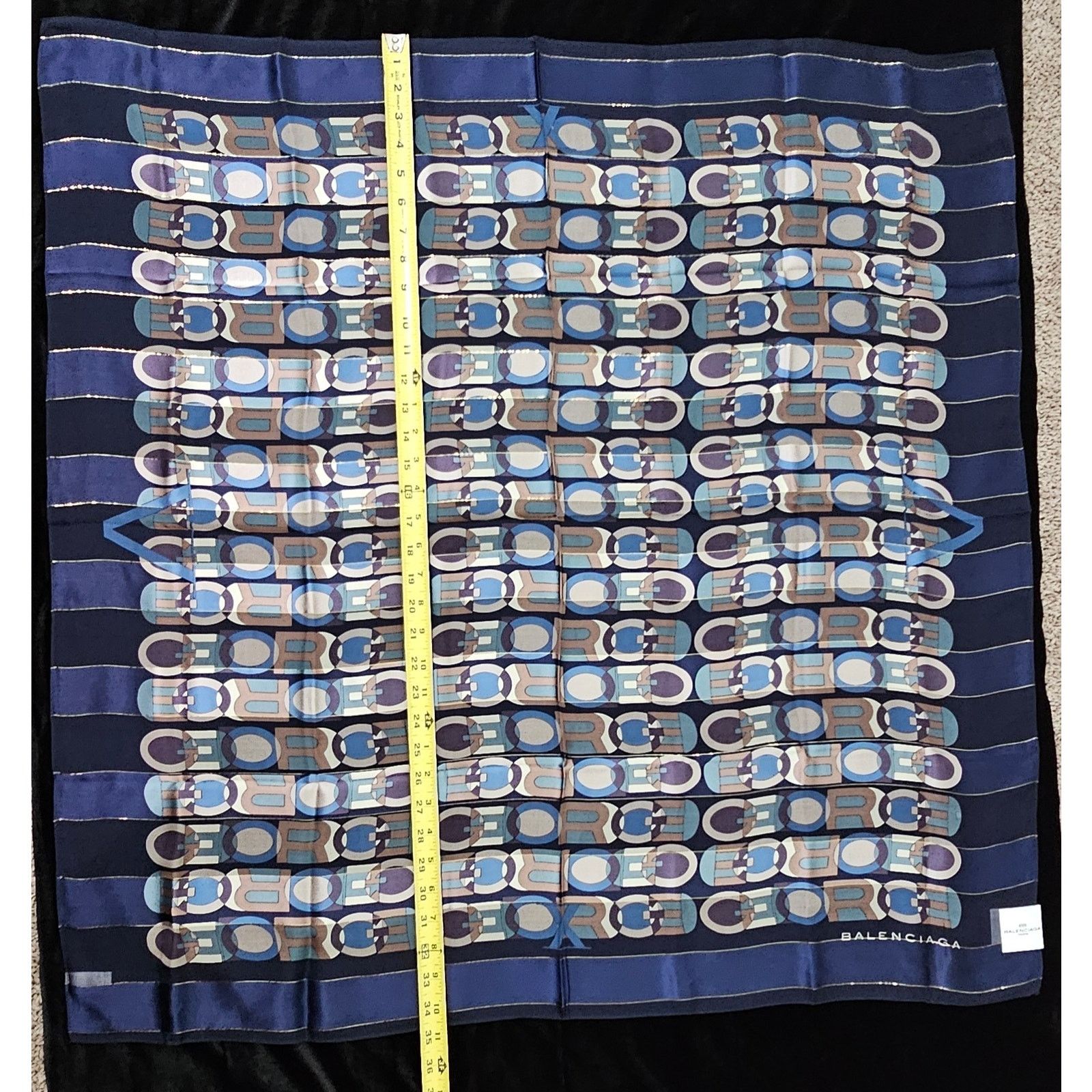 Balenciaga NWT Vintage Balenciaga Geometric Abstract Theme Silk Scarf Size ONE SIZE - 3 Thumbnail