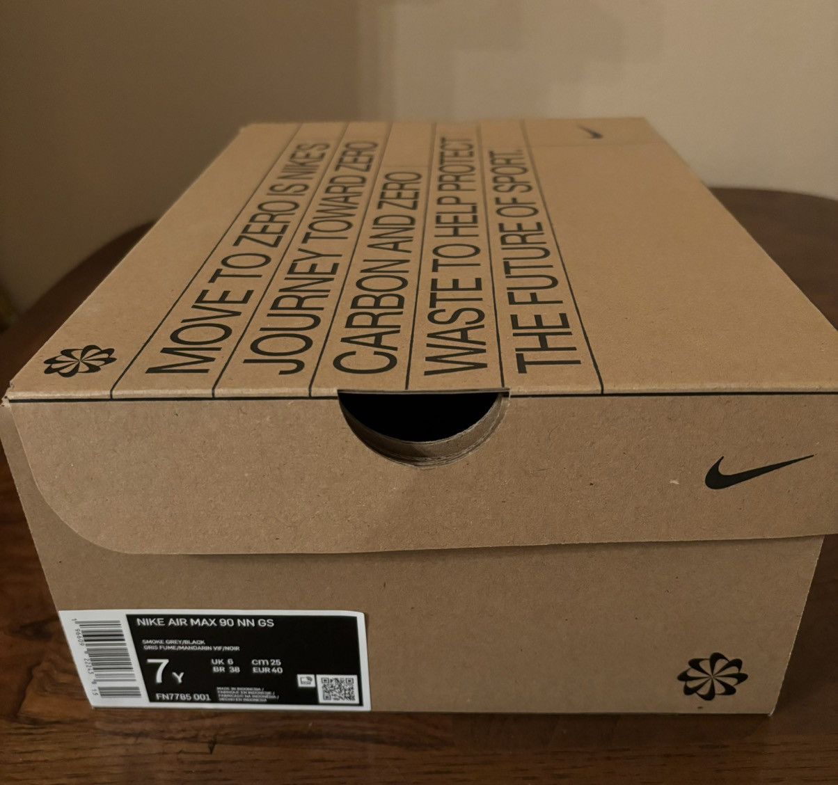 Nike × Vintage Air Max 90 Next Nature GS Multi-Swoosh - Smoke Grey Mandarin Size US 7 / EU 40 - 8 Thumbnail