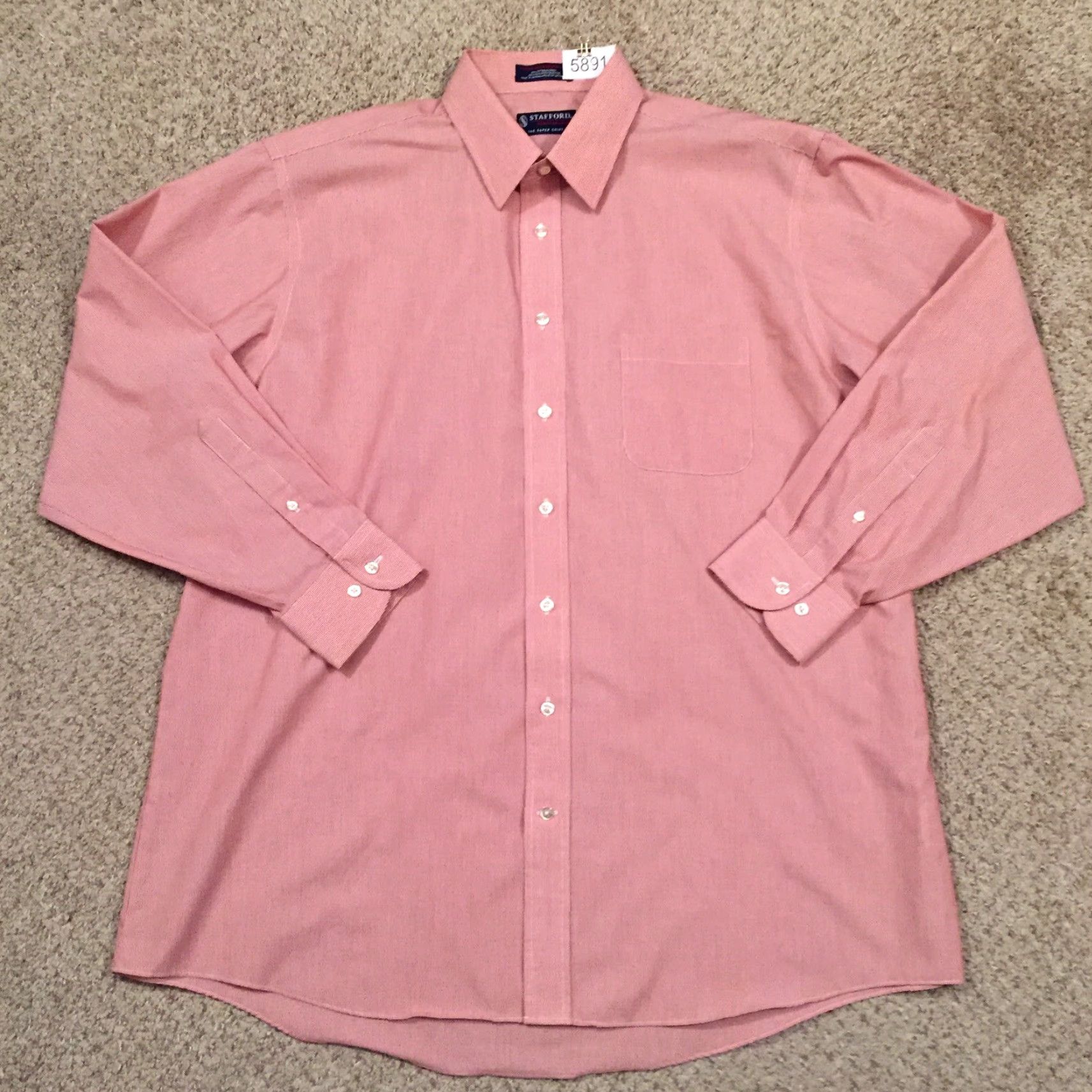 Stafford Stafford Shirt Mens 17.5 Red Striped Long Sleeve Button Up Shirt Mens Red Striped Long Sleeve Button-Front Stafford Size US XXL / EU 58 / 5 - 2 Thumbnail