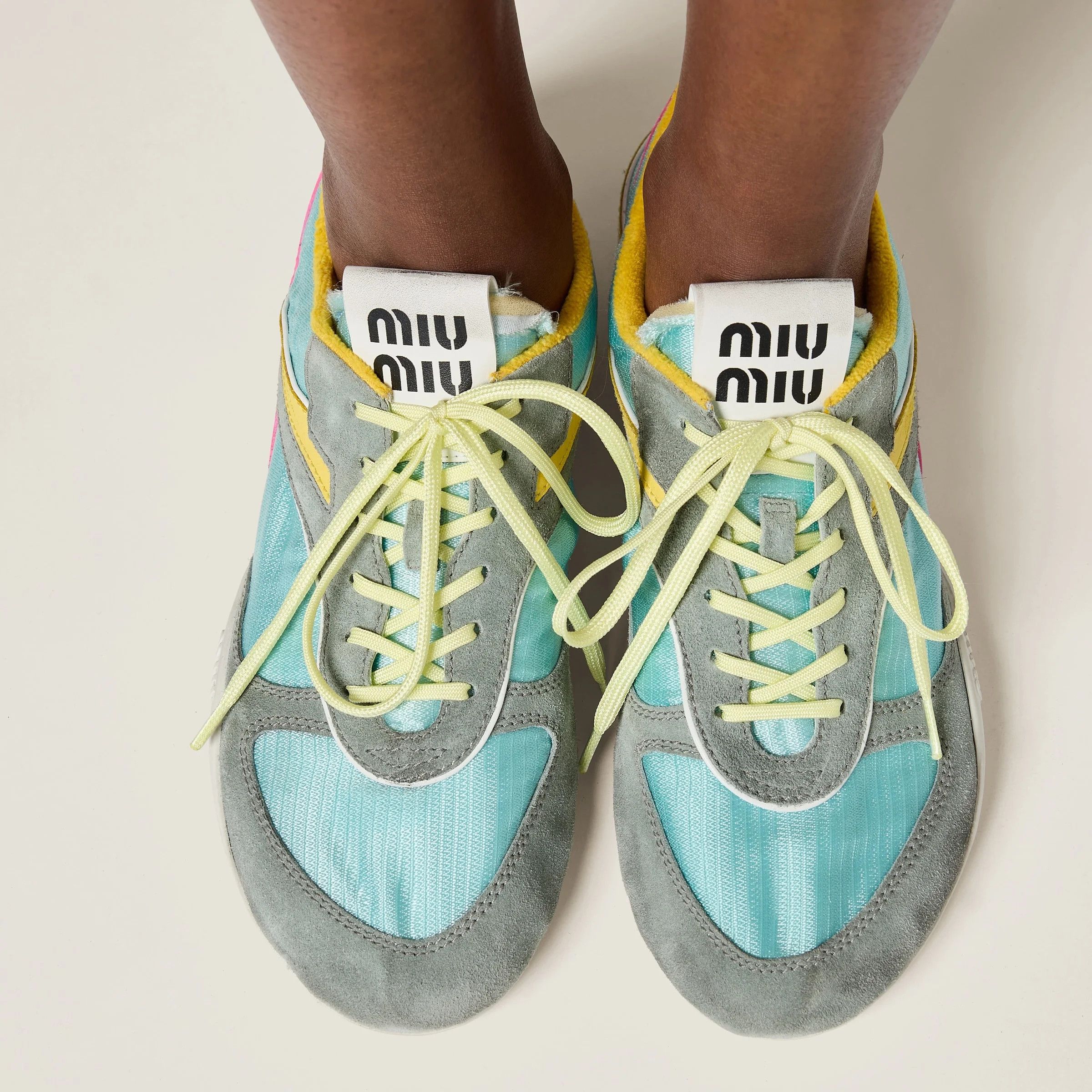 Miu Miu o1B3y1r0426 Gymnasium Technical Fabric And Suede Sneakers Size US 11 / IT 41 - 5 Thumbnail