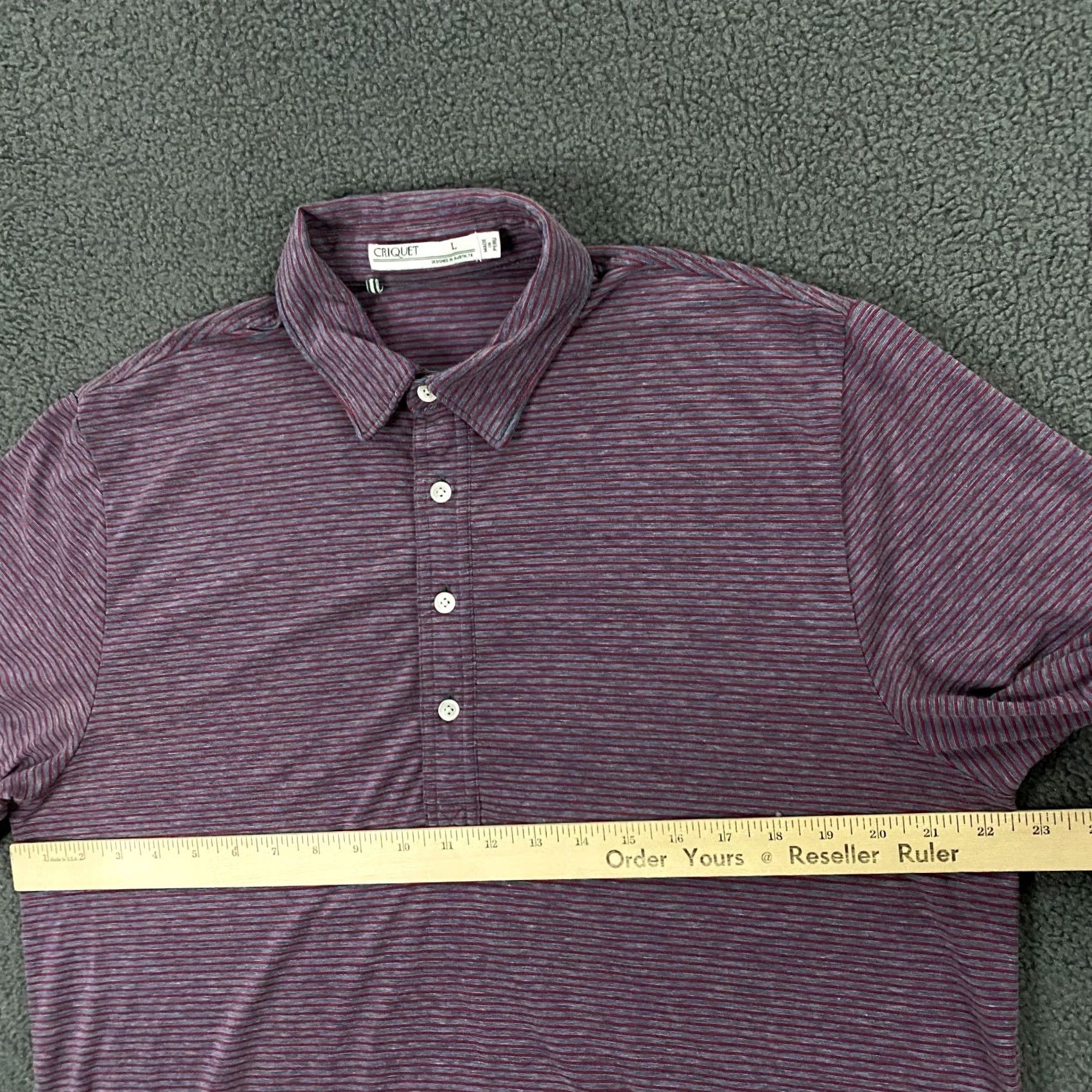 Vintage Criquet Mens Polo Shirt Large Striped Cotton Blend Performance Golf Shirt Mens Polo Striped Cotton Blend Golf Size US L / EU 52-54 / 3 - 7 Thumbnail