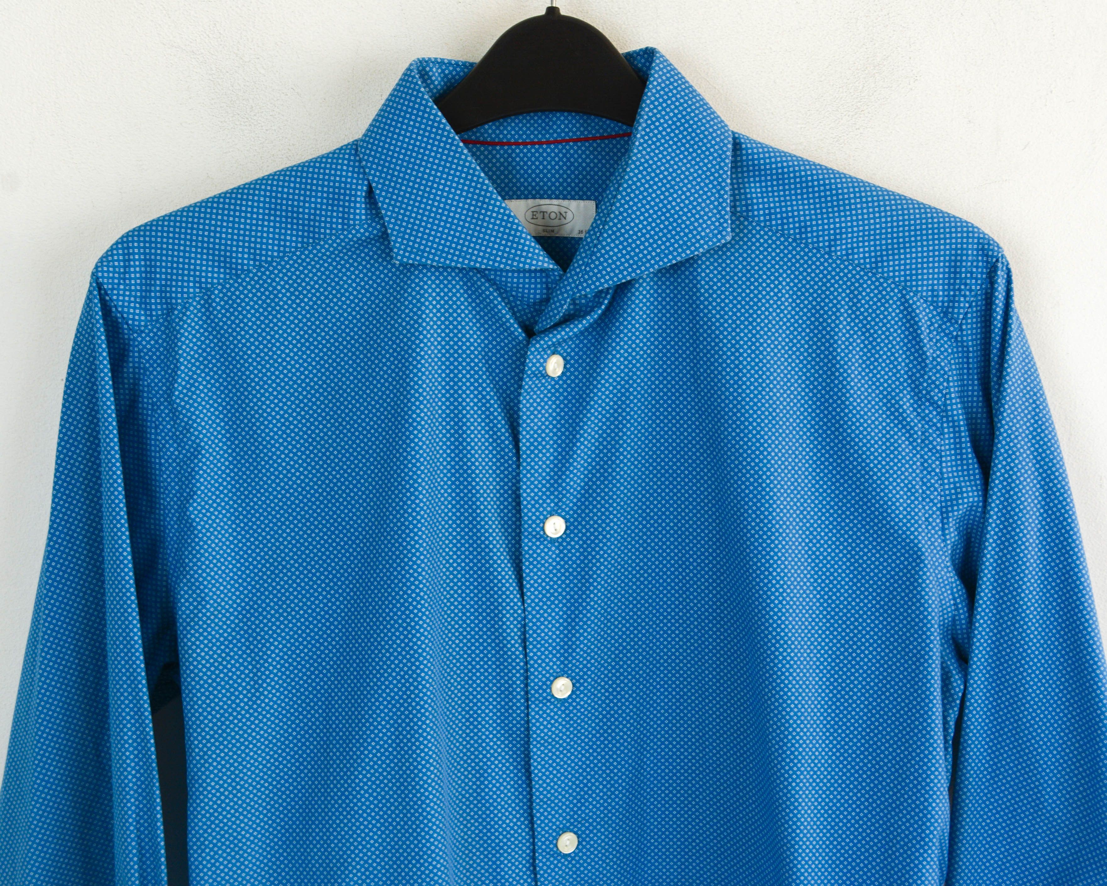 Eton 16 1/2" Size 42 Single Cuff Casual Shirt Slim Fit Formal Top Size 42R - 2 Thumbnail