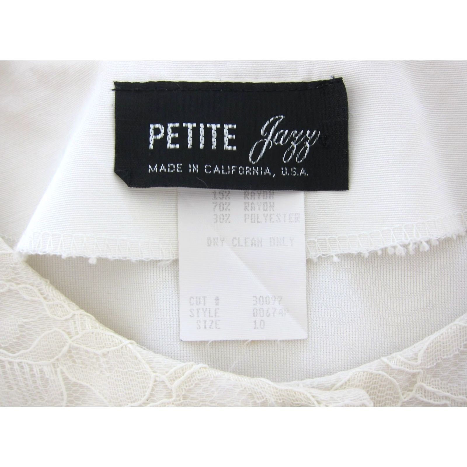Vintage VINTAGE PETITE Jazz California Black Ivory Lace Long Sleeve Button Down Dress 10 Size L / US 10 / IT 46 - 3 Thumbnail