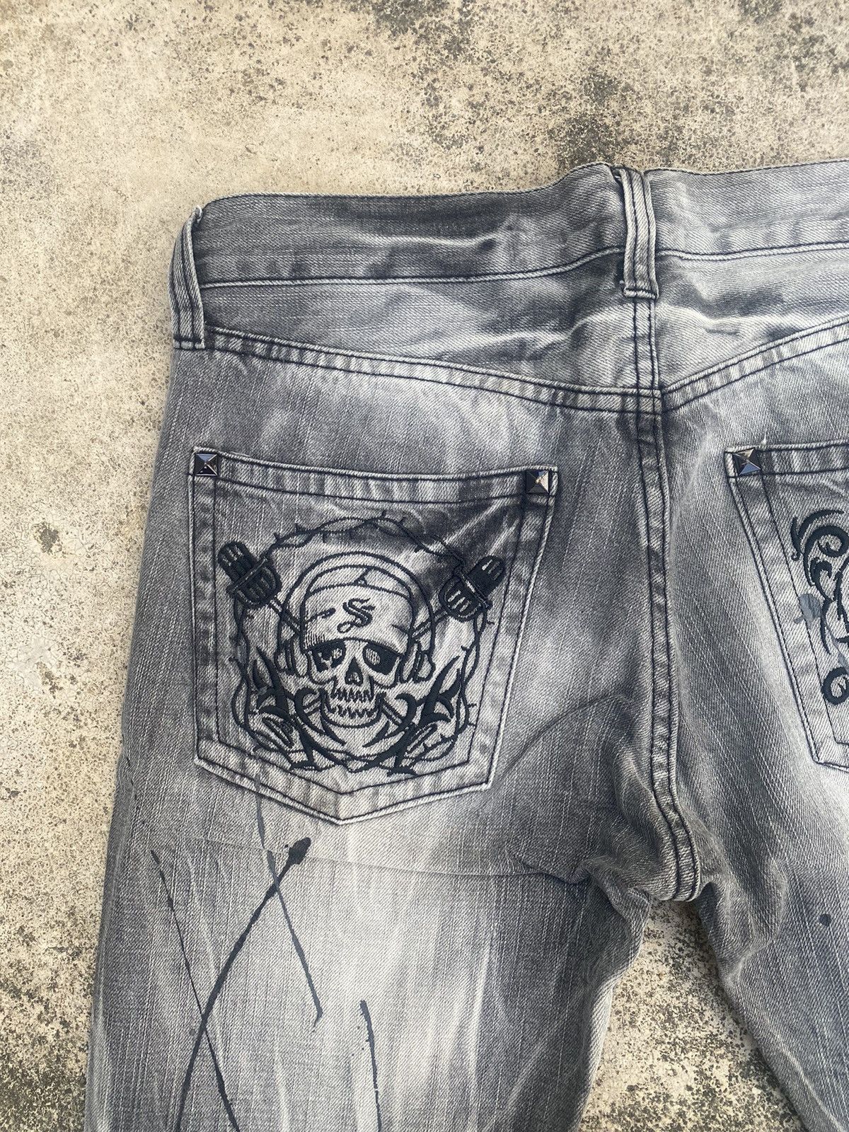 If Six Was Nine × Japanese Brand Flare Jeans Sorridere Honeycomb Painted Splash Size US 32 / EU 48 - 20 Thumbnail