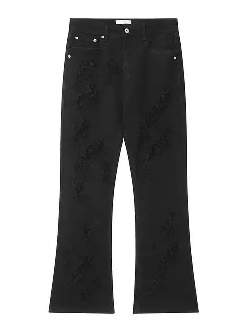 VIBE Opium Distressed Black Stack Denim Jeans y2k retro style Size US 32 / EU 48 - 5 Thumbnail