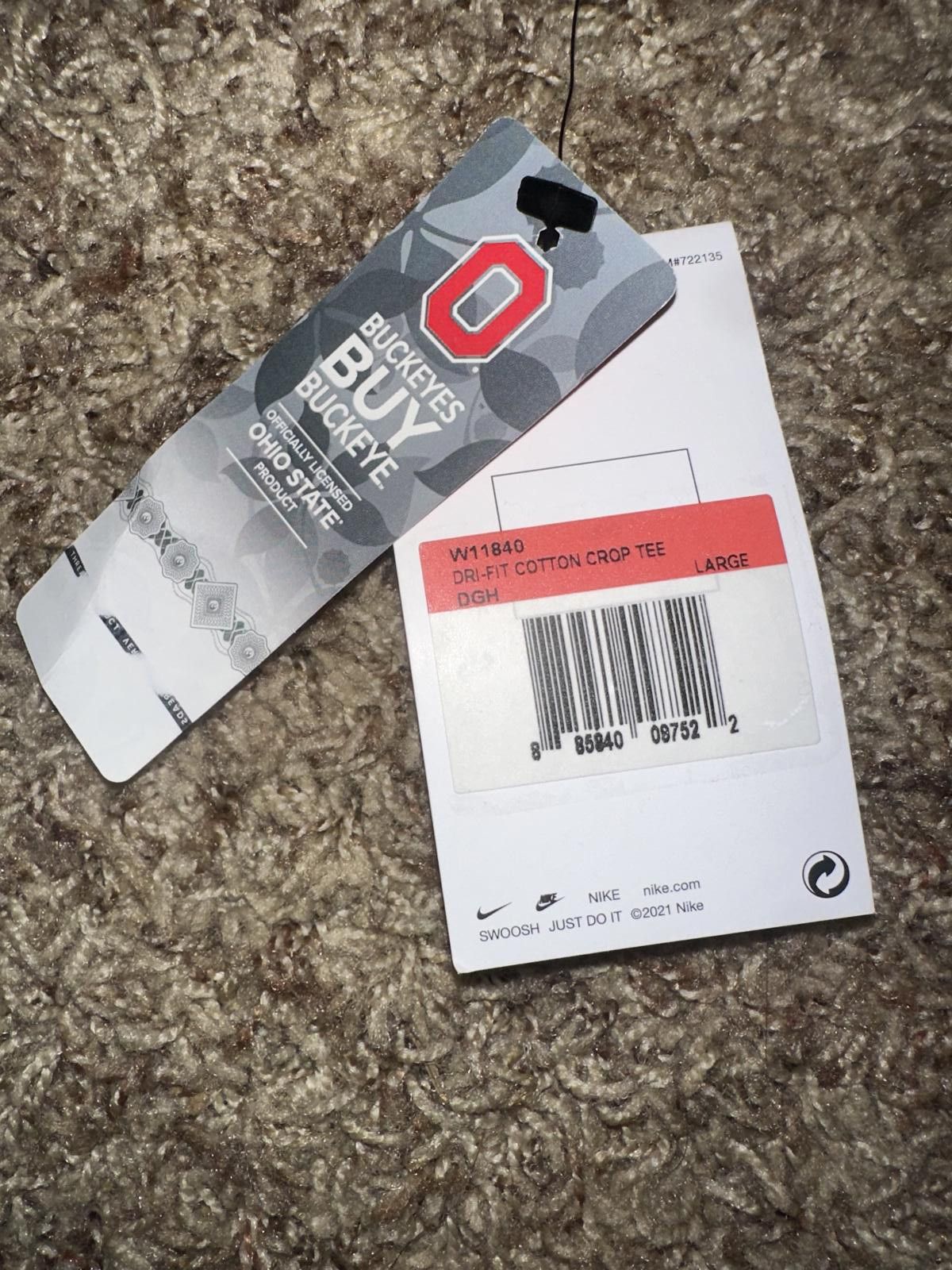 Nike Nike Women's Ohio State Buckeyes Wordmark Cropped Grey T-Shirt Size L / US 10 / IT 46 - 6 Thumbnail