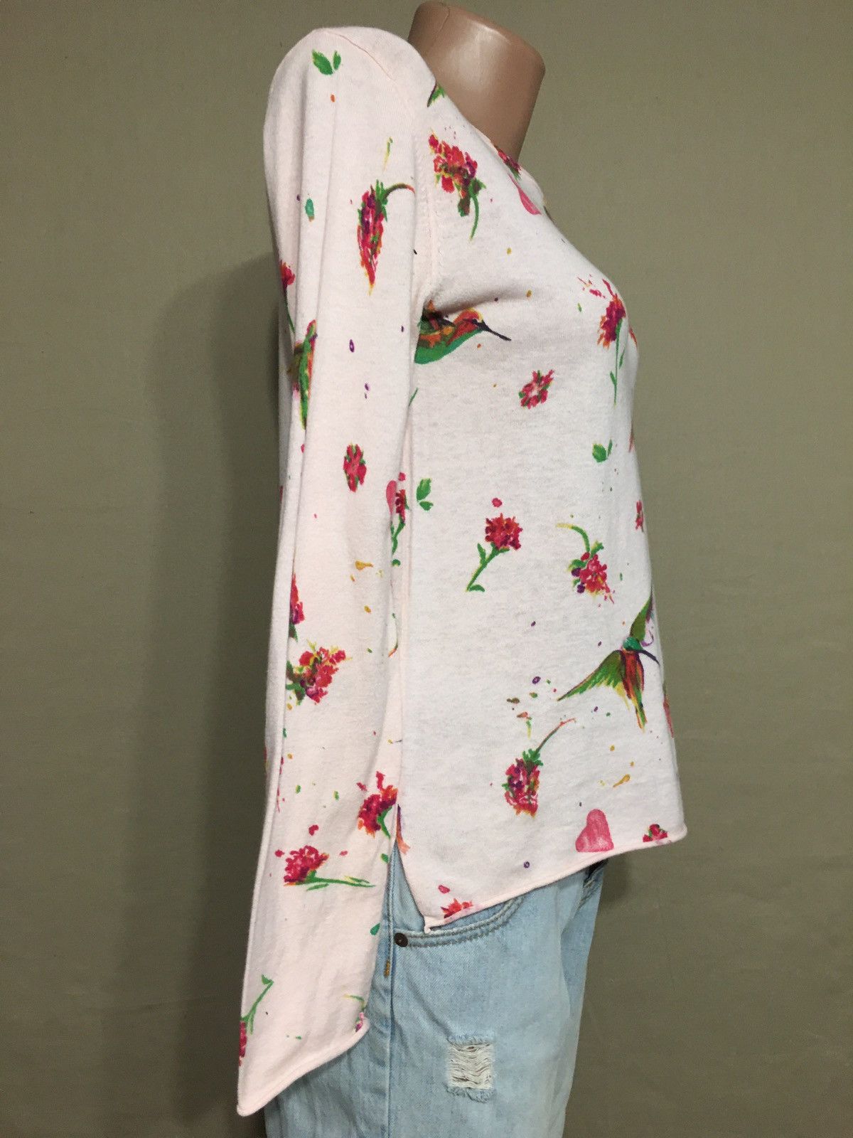 Designer ESTHEME Cashmere Pink Birds Print Sweater Size S Size S / US 4 / IT 40 - 3 Thumbnail