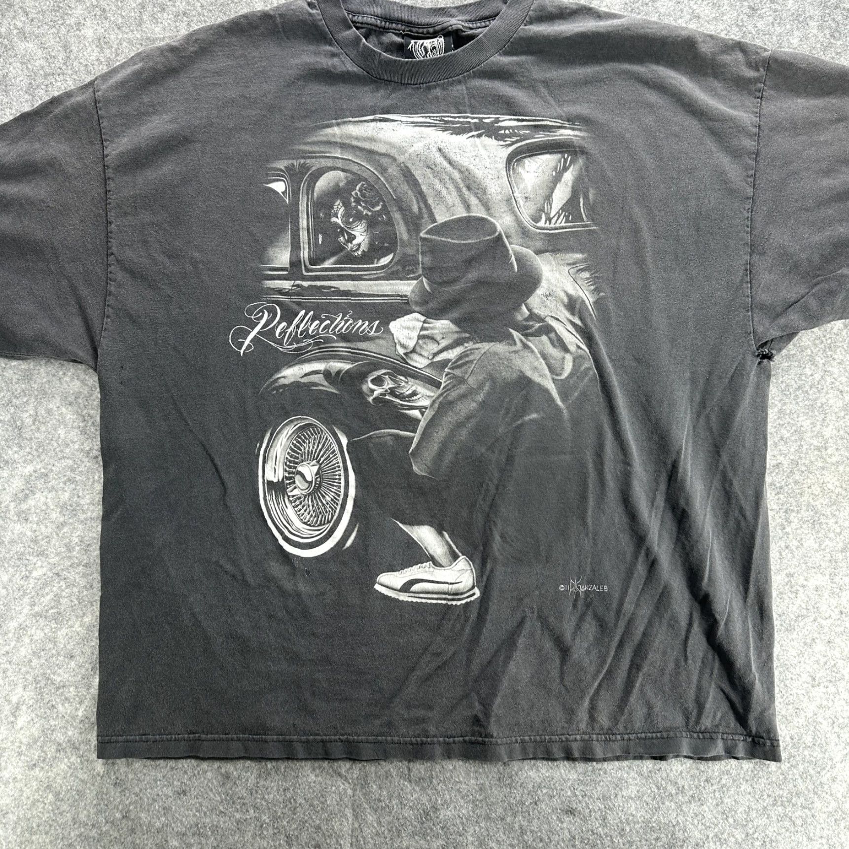 Vintage VINTAGE DGA Streetwear T-Shirt Mens XL Black Skull Lowrider Art Gonzales Graphic Tee Size US XL / EU 56 / 4 - 2 Thumbnail