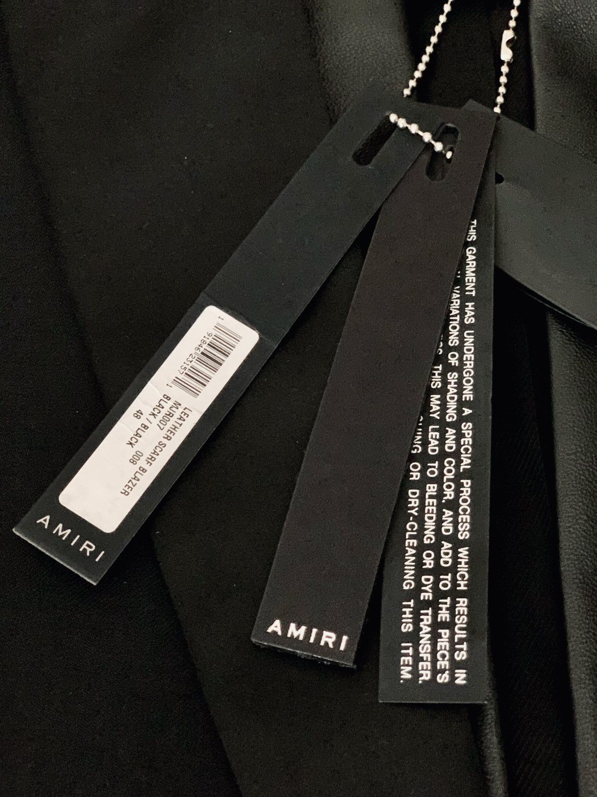 Amiri AMIRI Leather & Satin-Trimmed Wool-Twill Black Blazer, IT48 Size 48R - 13 Thumbnail