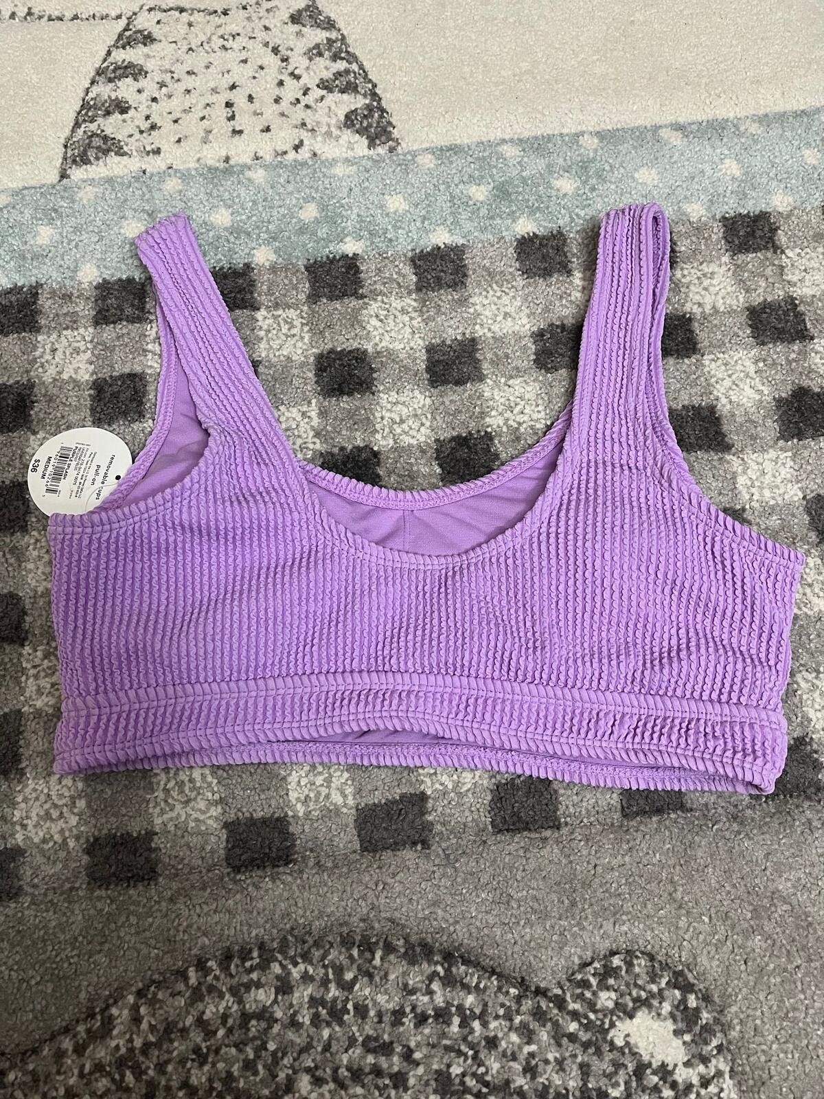 Decree NWT Purple Splash Size Medium Textured Bikini Top Decree Size ONE SIZE - 3 Thumbnail