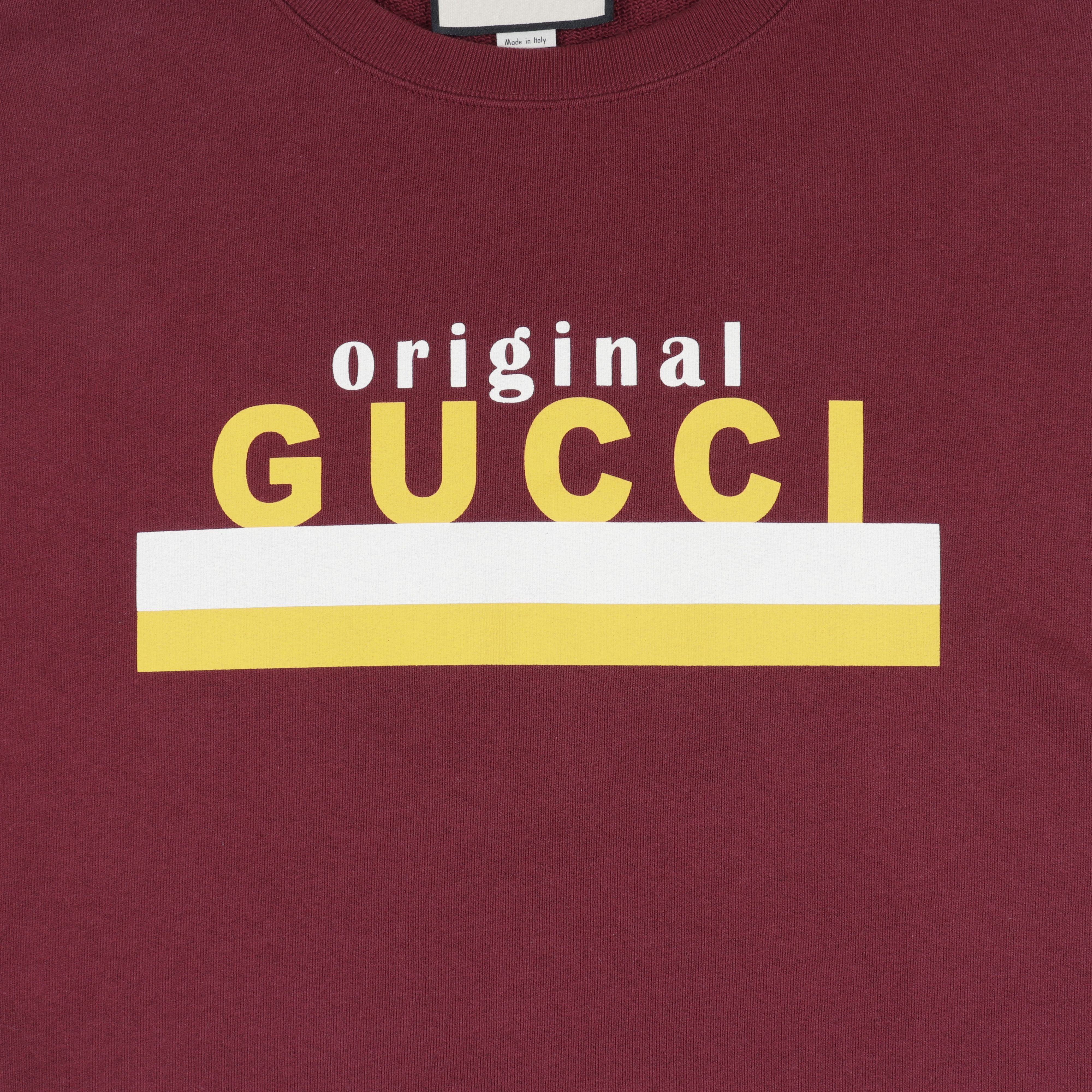 Gucci GUCCI Burgundy Cotton Sweatshir with Logo 'Original Gucci' Size US L / EU 52-54 / 3 - 7 Thumbnail