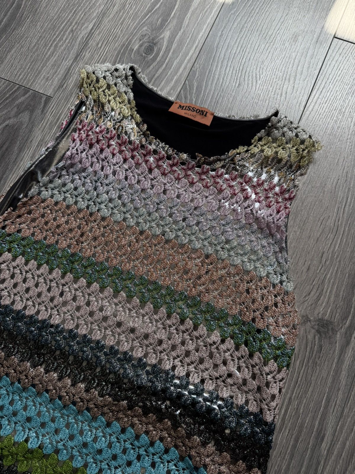 Missoni Missoni Striped Crochet Metallic Sleeveless Mini Dress 42 Size M / US 6-8 / IT 42-44 - 4 Thumbnail