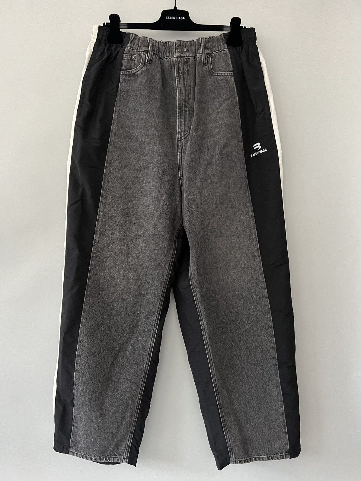 image of Balenciaga Hybrid Jeans/track Pants in Grey/White, Men's (Size 34)