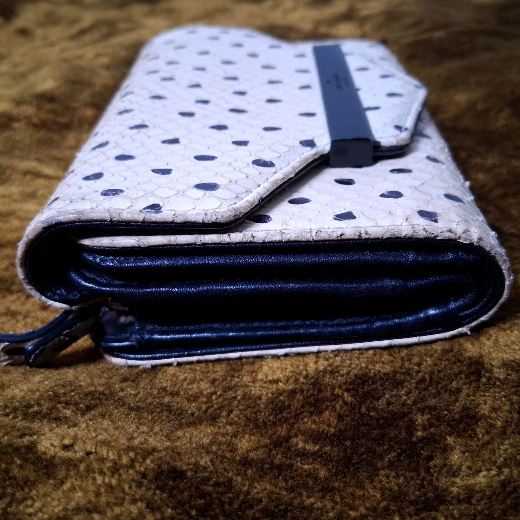 Vintage VINTAGE kate spade new york Kennedy Street Snake Wallet Trifold Ivory Black Dots Leather Woman Wallet Size ONE SIZE - 4 Thumbnail