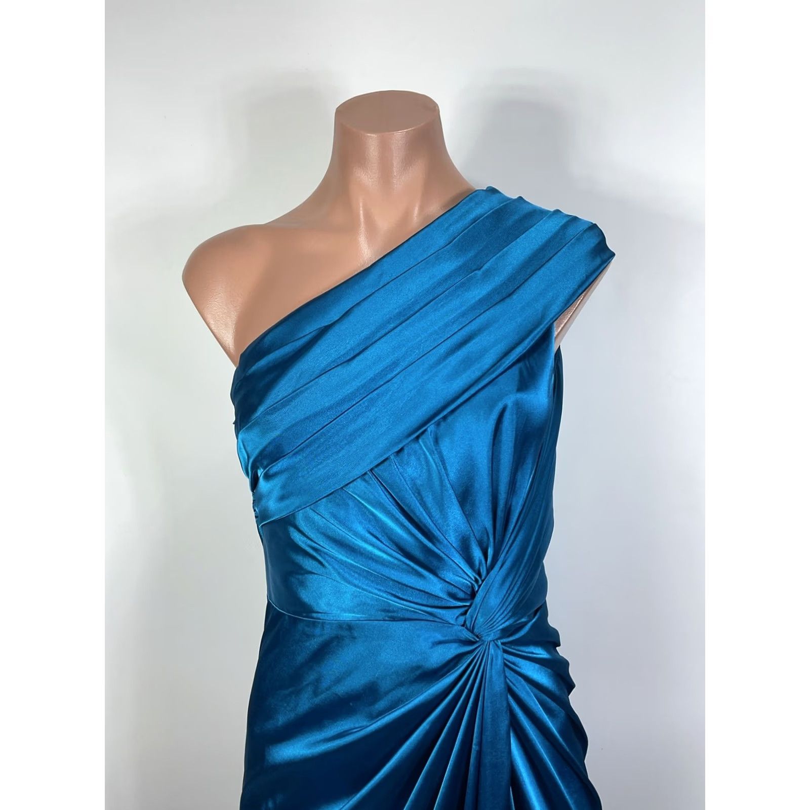 Adrianna Papell Adrianna Papell Satin One Shoulder Evening Dress sz 2 Formal Shiny Bright Blue Dress Size XS / US 0-2 / IT 36-38 - 3 Thumbnail
