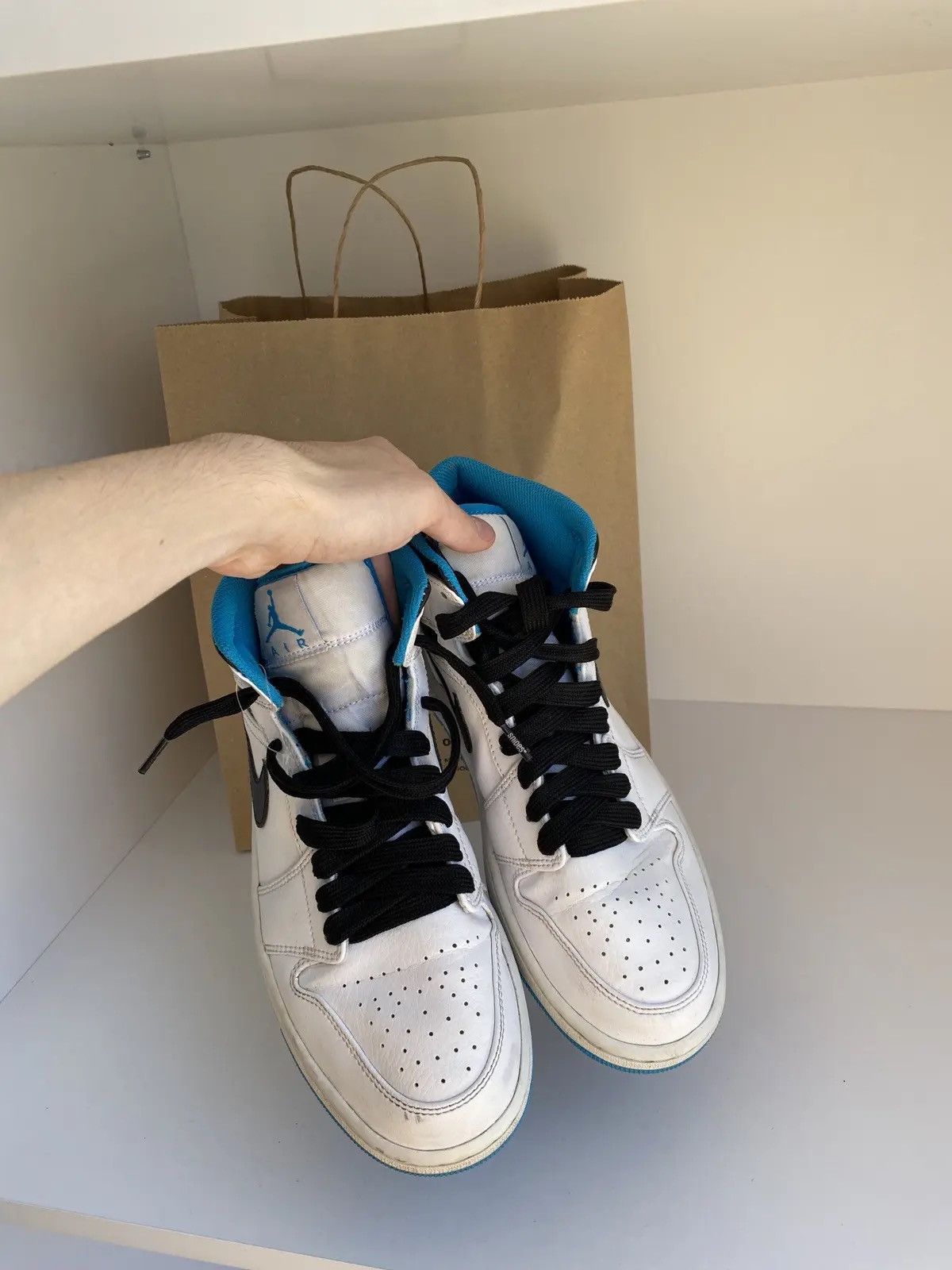 Nike × Vintage Nike Air Jordan 1 Mid White Laser Blue Black Mens Rare Size US 9 / EU 42 - 9 Thumbnail
