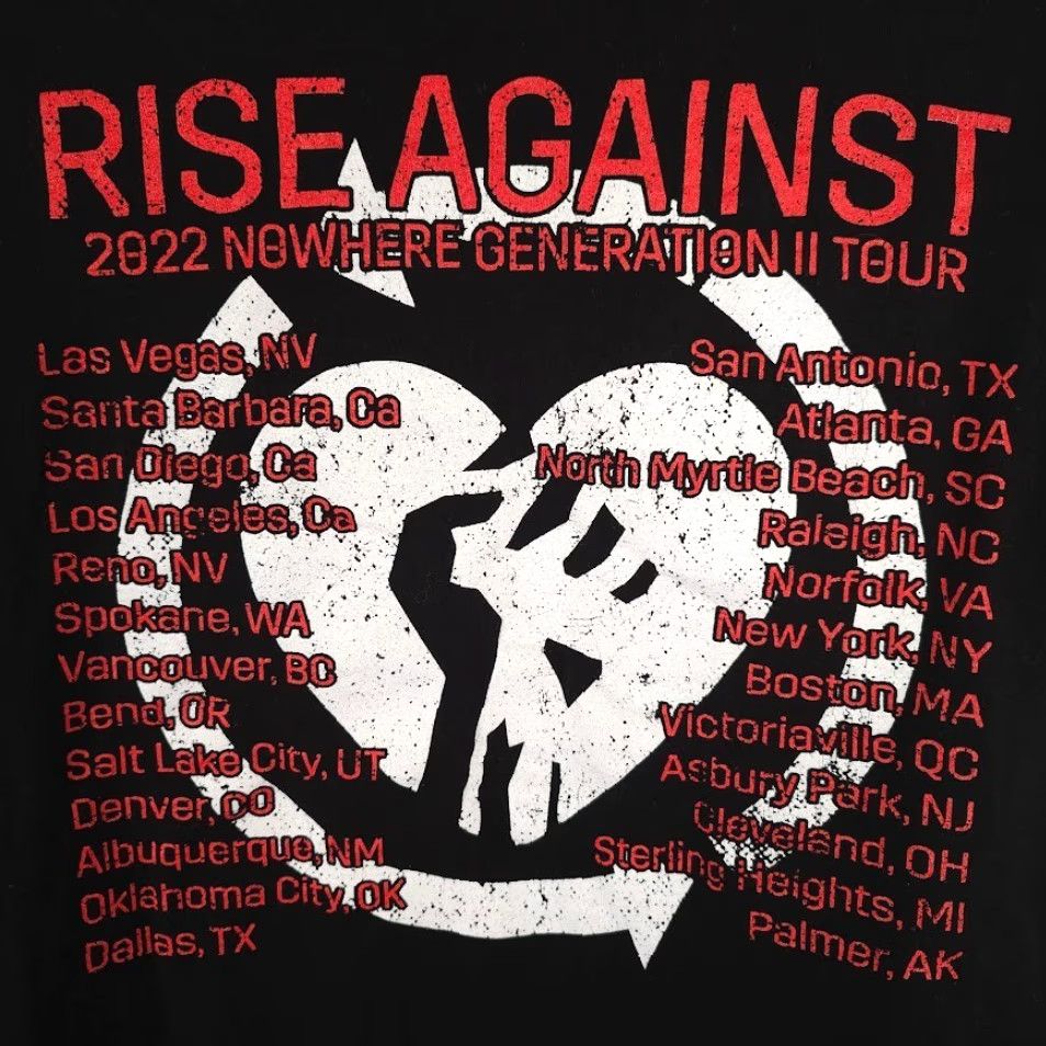 Tultex Rise Against T Shirt Mens XL Black 2022 Nowhere Generation II Tour Punk Size US XL / EU 56 / 4 - 6 Thumbnail