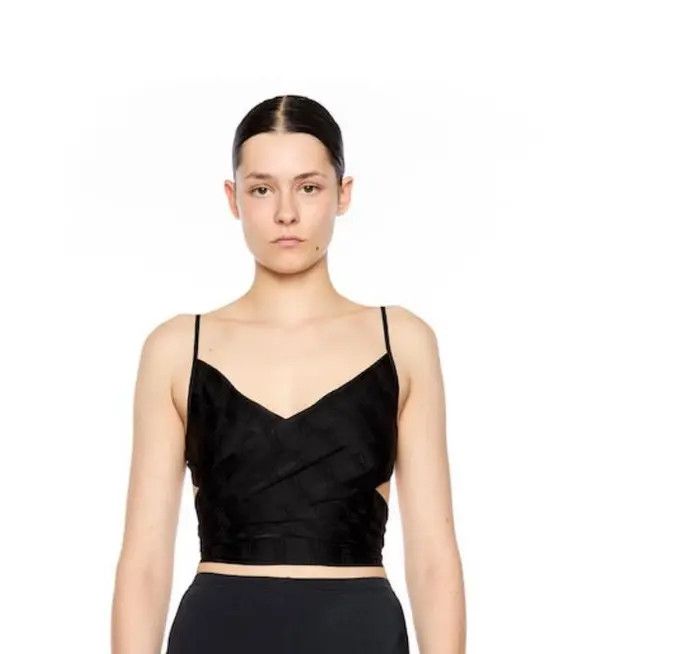 Balenciaga o1bcso1str1124 BB Monogram Wrap Top in Black Size XS / US 0-2 / IT 36-38 - 1 Preview