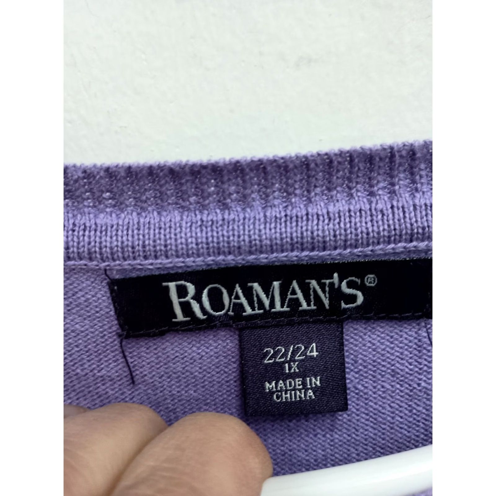 Vintage Roaman's Sweater Size 1X Purple BOHO Embroidered Eyelet Balloon Sleeve Womens Size XL / US 12-14 / IT 48-50 - 4 Thumbnail