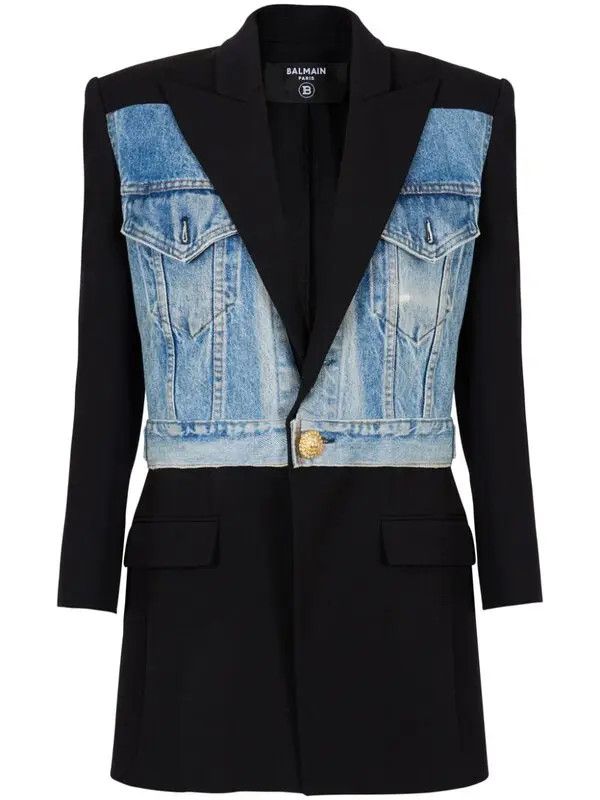 Balmain o1s1wg111225 Panelled Blazer in Black Size M / US 6-8 / IT 42-44 - 1 Thumbnail