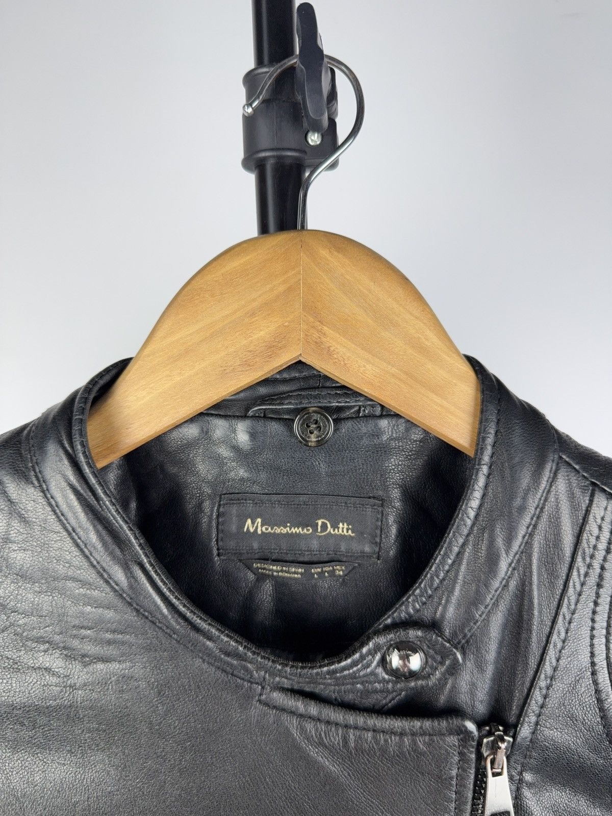Massimo Dutti Vintage Genuine Leather MOTO BIKER Bomber Jacket Rock Punk Size L / US 10 / IT 46 - 5 Thumbnail