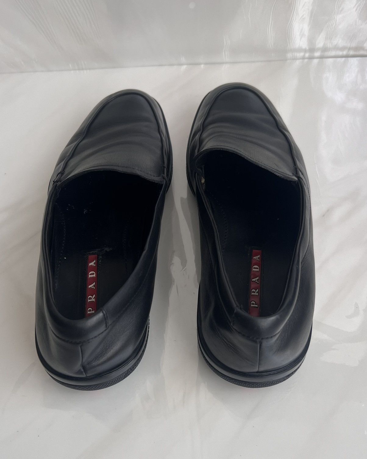 Prada Prada Black Leather vibram slip on loafers Size US 8 / EU 41 - 10 Thumbnail