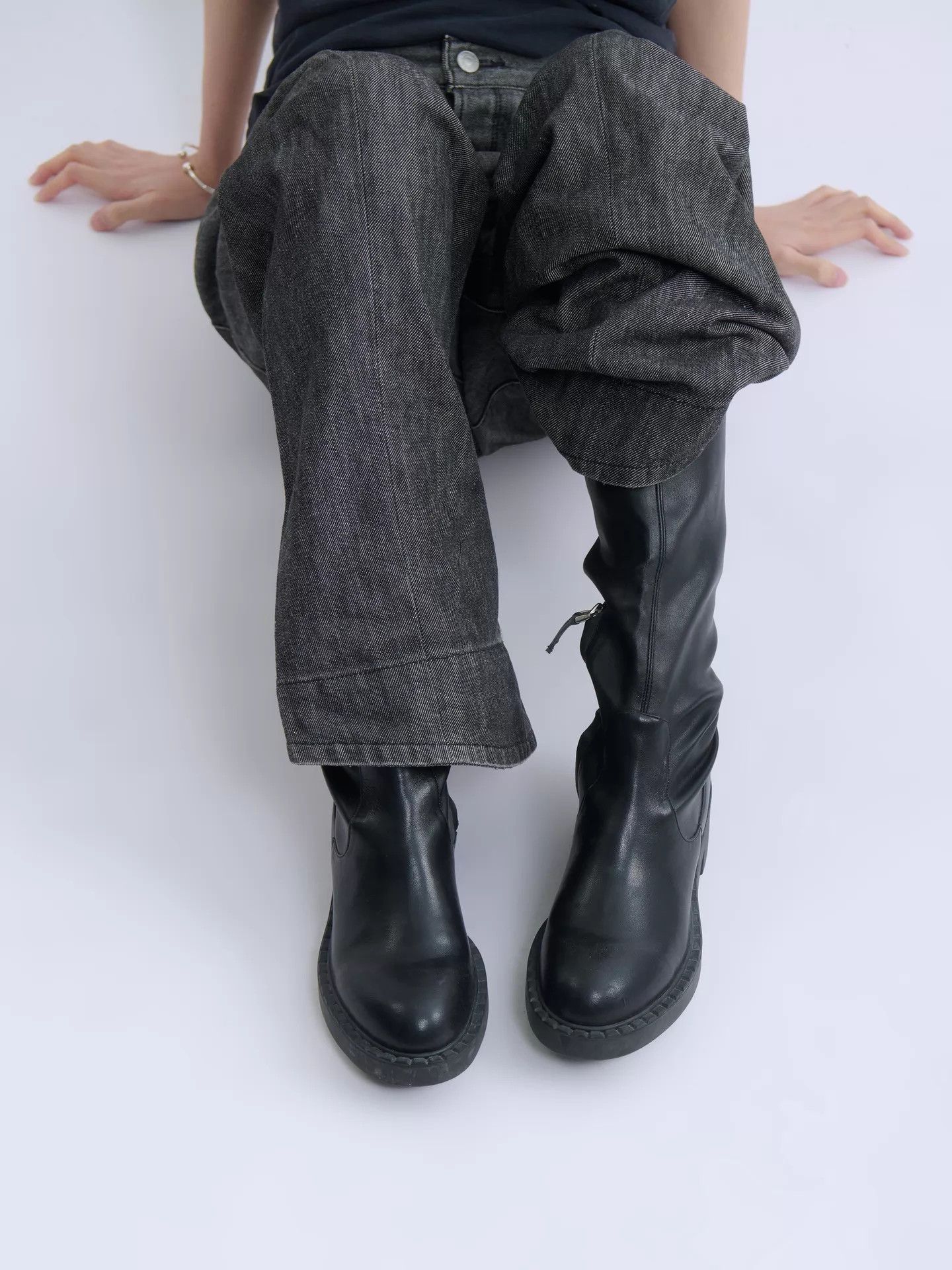 Prada PRADA 00s Archive Mid-Calf Platform Leather Boots Size 37 Size US 6.5 / IT 36.5 - 1 Thumbnail