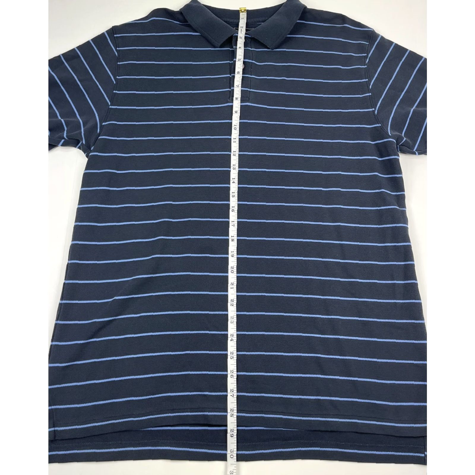 Vintage LL Bean Polo Shirt Striped Navy Light Blue Short Sleeve Sz L Mens Size US L / EU 52-54 / 3 - 6 Thumbnail
