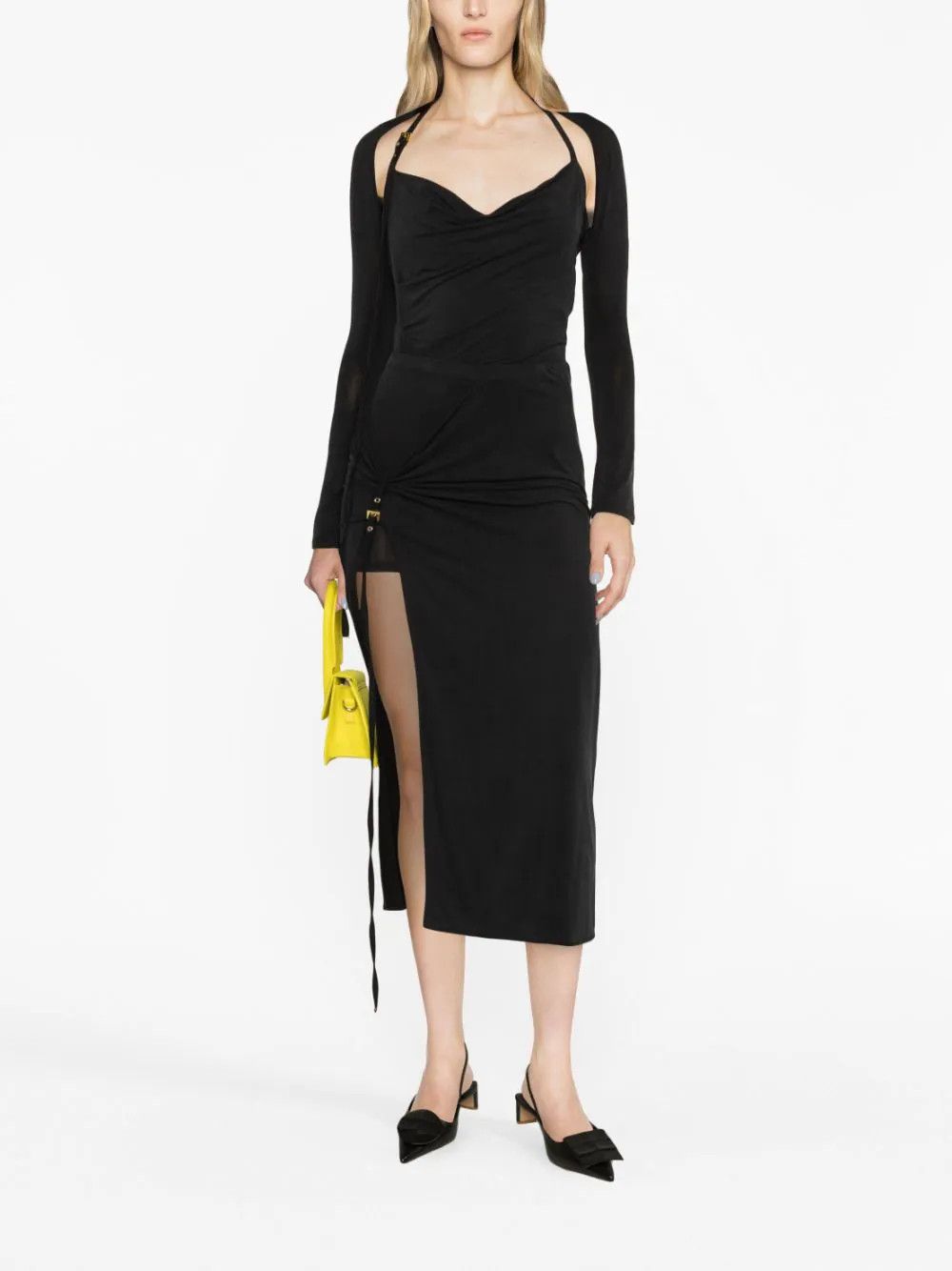 Jacquemus o1mle0824 La Jupe Pareo Croissant Midi Skirts in Black Size 28" / US 6 / IT 42 - 2 Thumbnail
