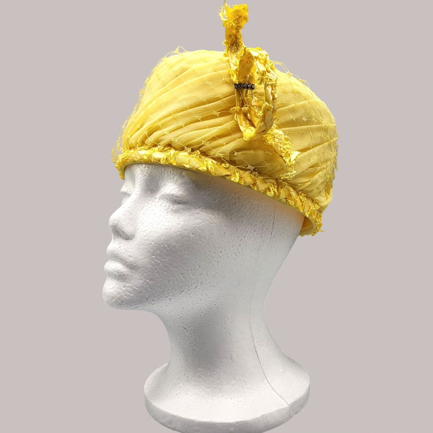 Linda Farrow VINTAGE Linda Farrell Yellow Pillbox Hat Womens 1950s Hat Yellow Women Public United States 1950s Size ONE SIZE - 5 Thumbnail