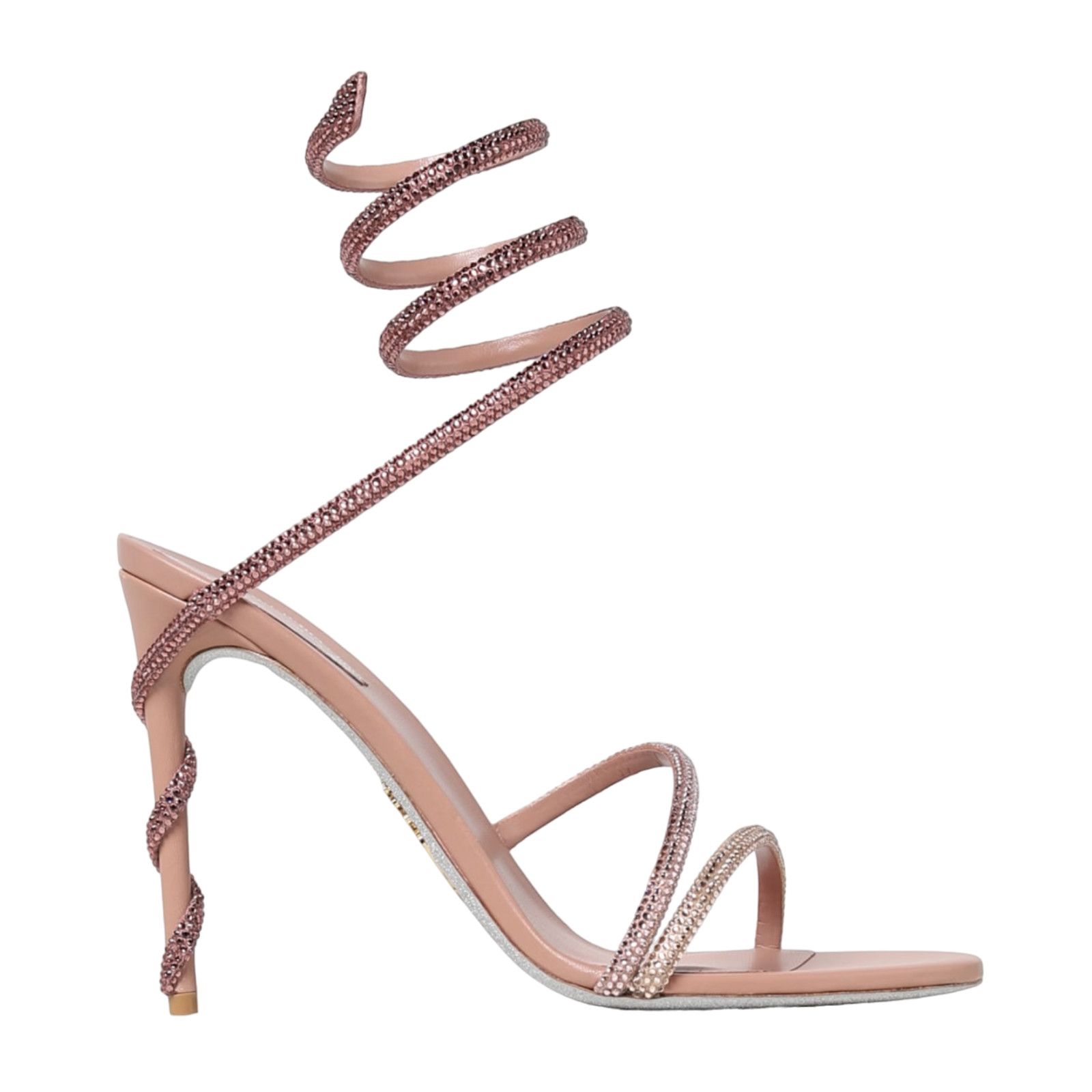 Margot Crystal Snake Ankle Wrap Strap Sandal Heel Pump 38.5