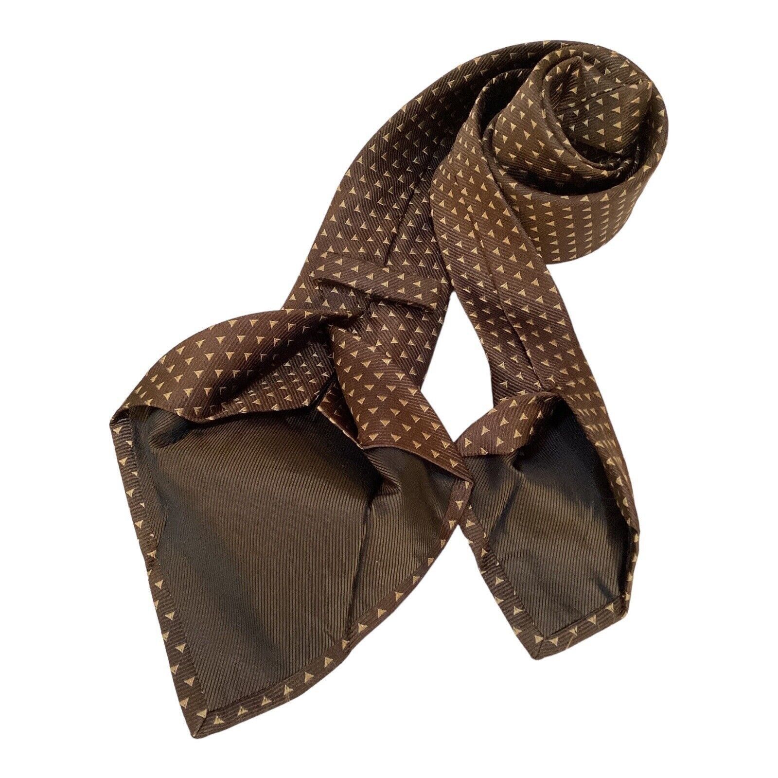 Kiton KITON NAPOLI 7Fold Brown Geometric Silk Tie Italy W:3.25" EX Size ONE SIZE - 5 Thumbnail
