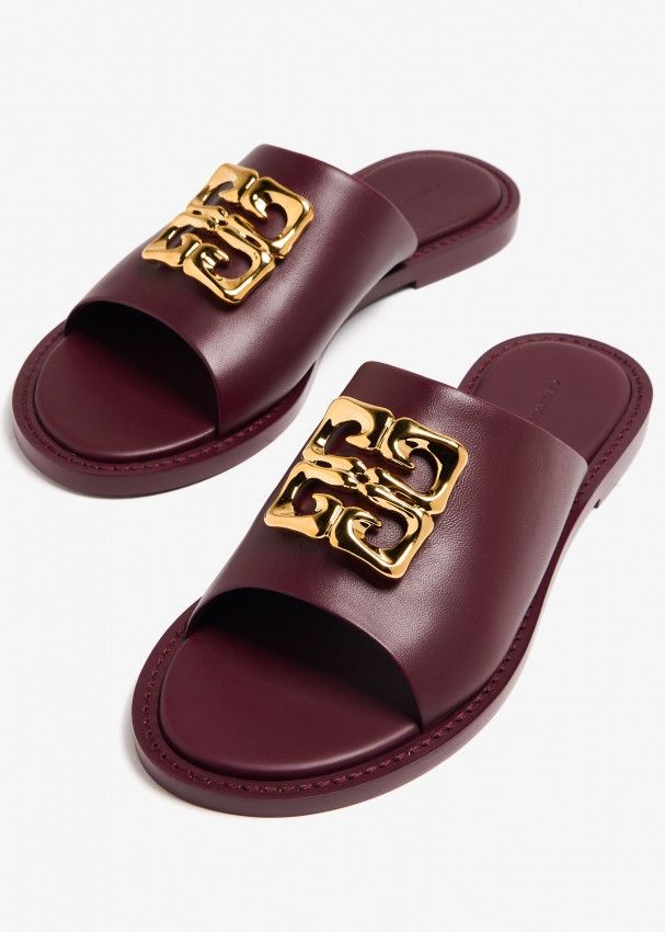 Givenchy o1srvl11e0325 4G Liquid Flat Mules in Burgundy Size US 7 / IT 37 - 4 Thumbnail