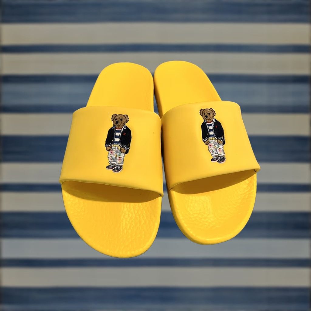Polo Ralph Lauren Polo Ralph Lauren Preppy Bear Slide Sandals Mens 13 Yellow Slip On Faux Leather Slide Sandal Size US L / EU 52-54 / 3 - 1 Thumbnail