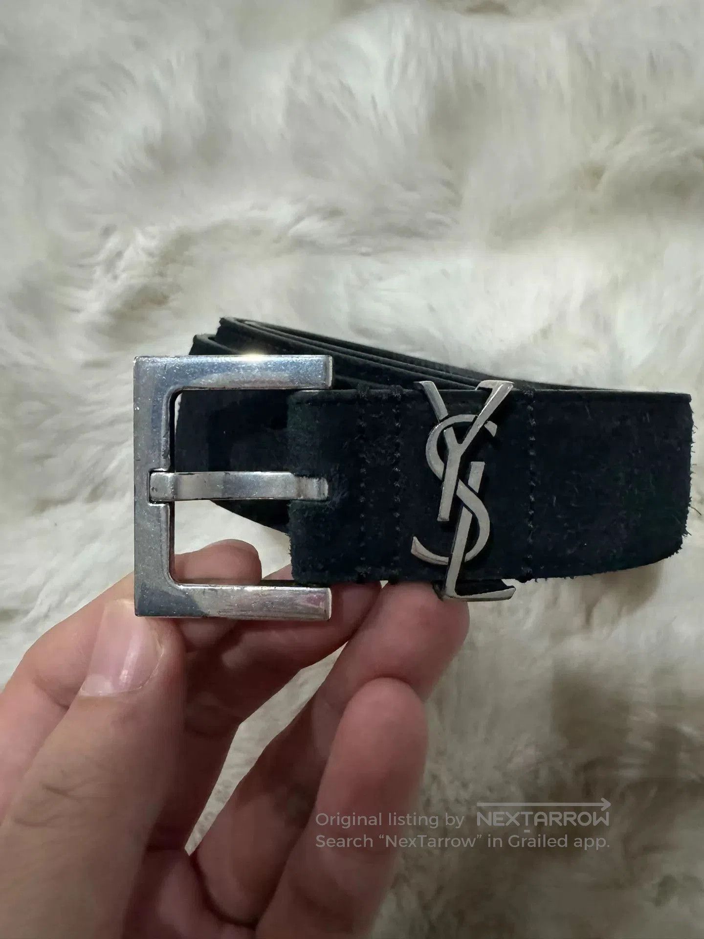 Saint Laurent Paris Saint Laurent YSL Suede Logo Belt. Size ONE SIZE - 4 Thumbnail