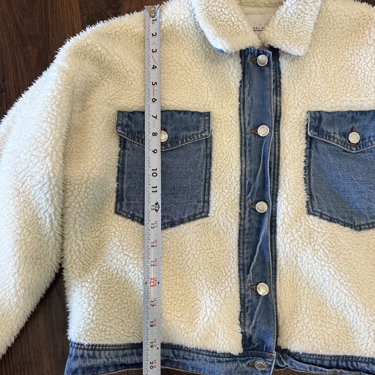 Other White fur denim fleece jacket button up sz large angel kiss Size L / US 10 / IT 46 - 2 Thumbnail