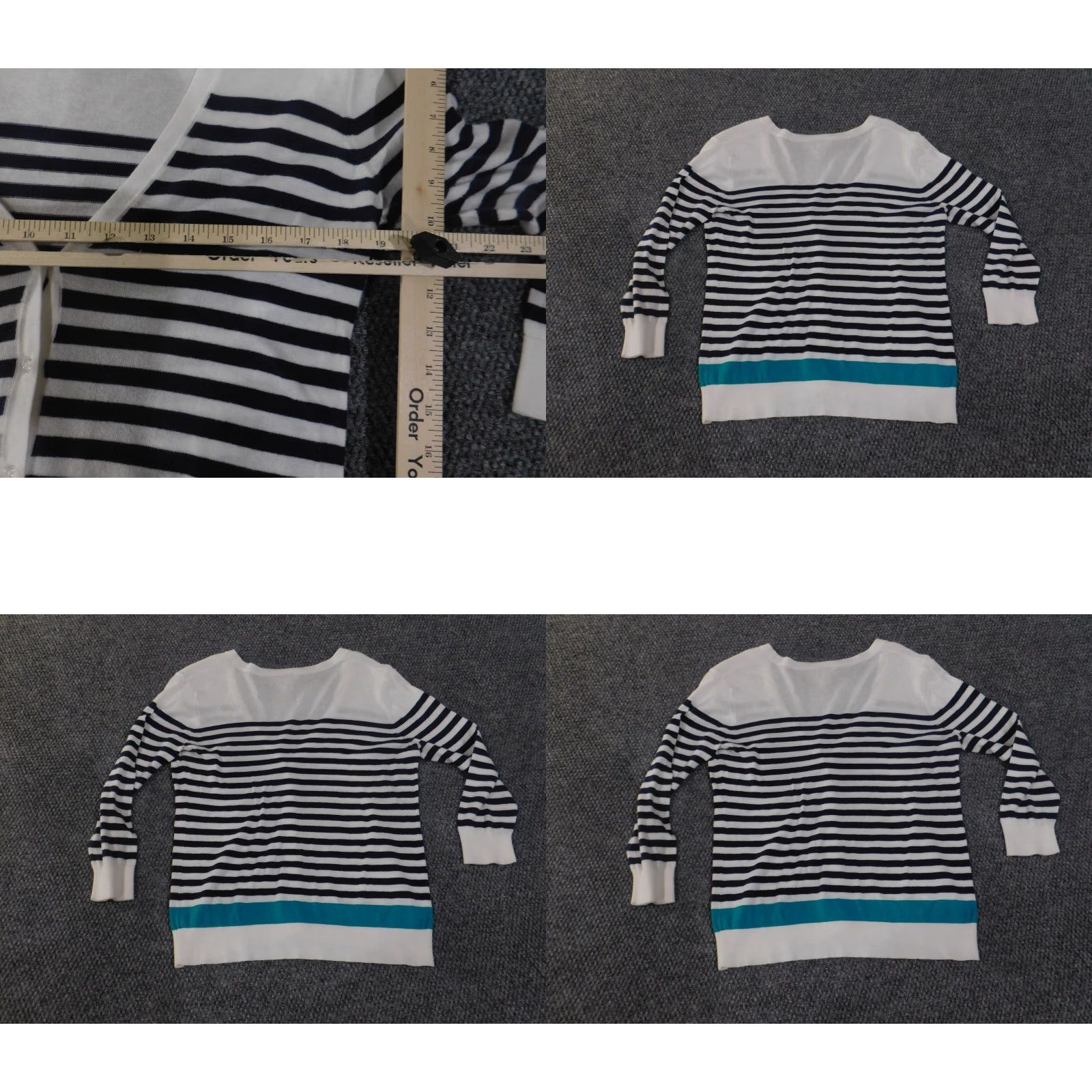 Loft **LOFT Women's Medium White Striped V-Neck Sweater** User: **LOFT Women's Medium White Striped V-Neck Cardigan** Size M / US 6-8 / IT 42-44 - 8 Thumbnail