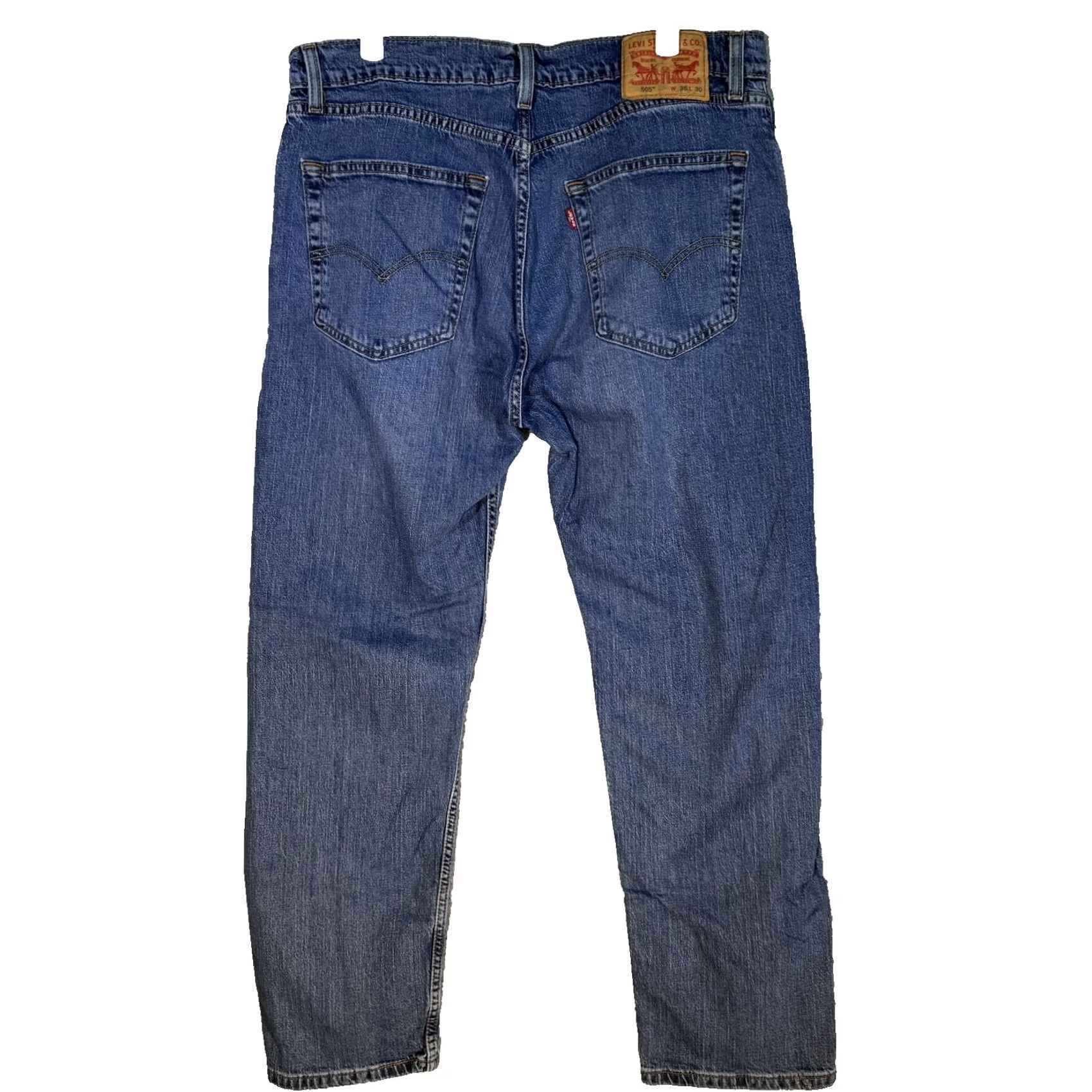 Levi's VINTAGE Levis 505 Jeans Mens 36x30 Blue Straight Leg Stretch Denim Regular Fit Zip Fly Size US 36 / EU 52 - 2 Thumbnail