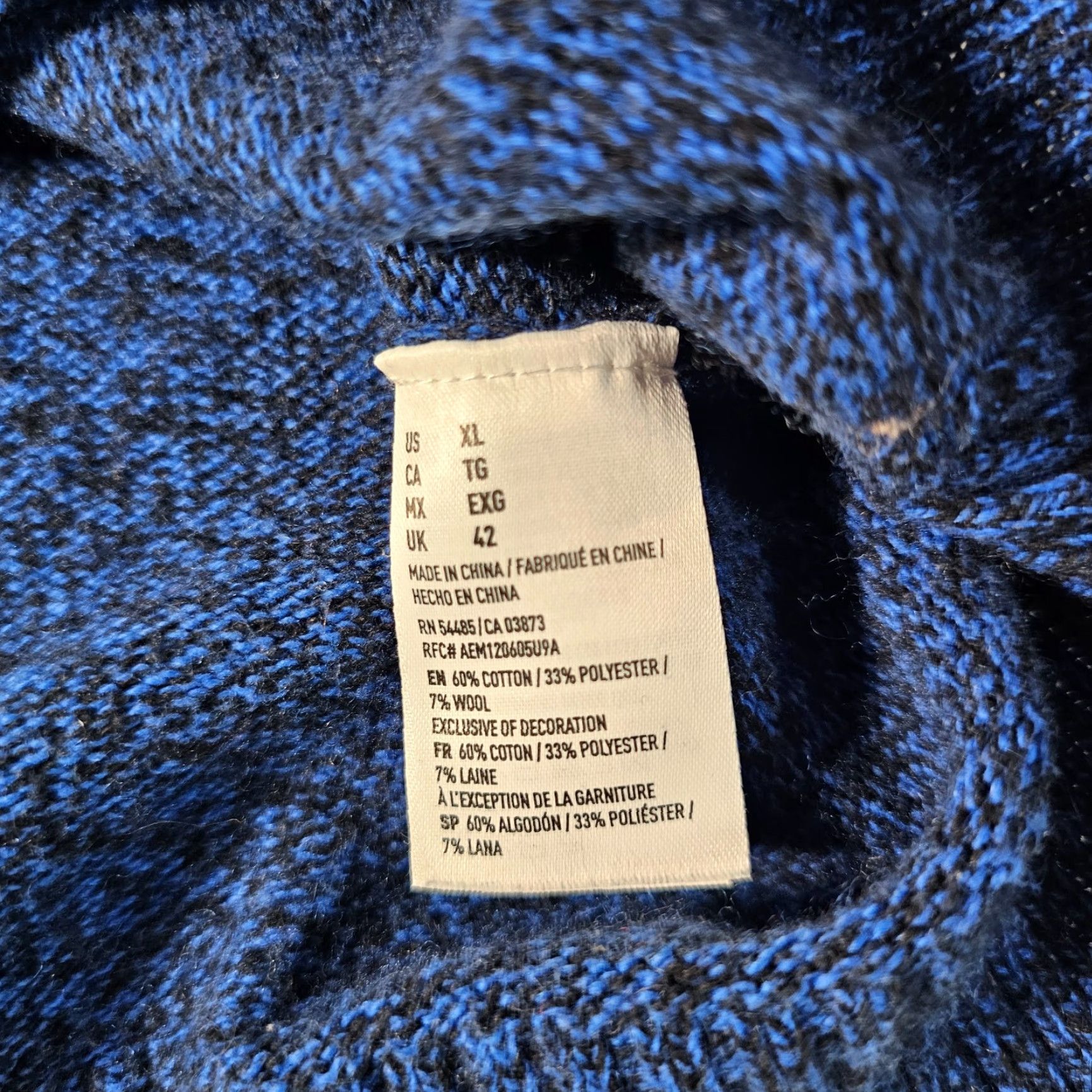 American Eagle Outfitters American Eagle Outfitters Sweater Men XL Classic Fit Crew Neck Wool Blend Blue Black Marled Knit Pullover All Seasons Baggy? (Oops) Size US XL / EU 56 / 4 - 3 Thumbnail