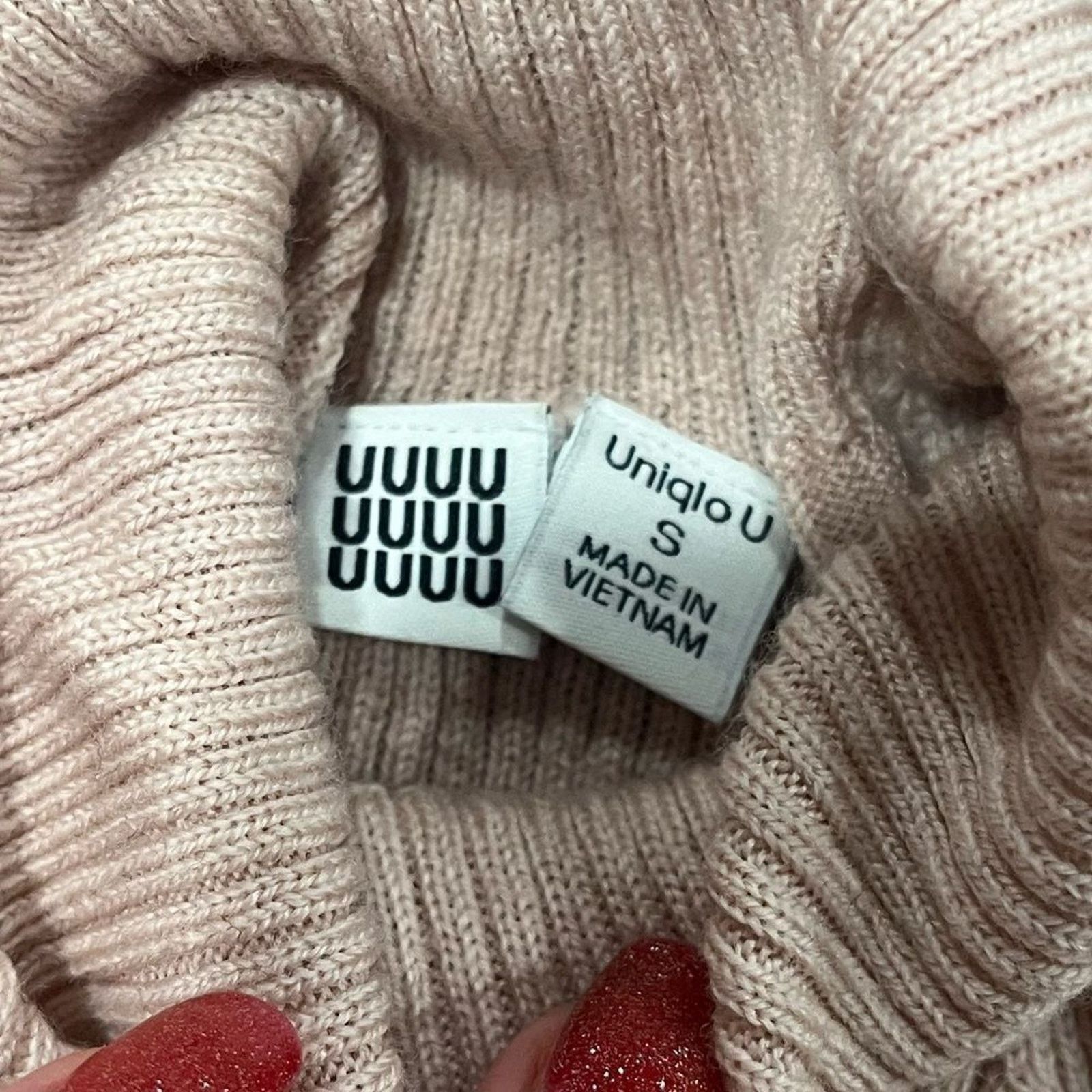Uniqlo Uniqlo U Light Pink Ribbed Knit Turtleneck Sweater Size S Size S / US 4 / IT 40 - 2 Thumbnail