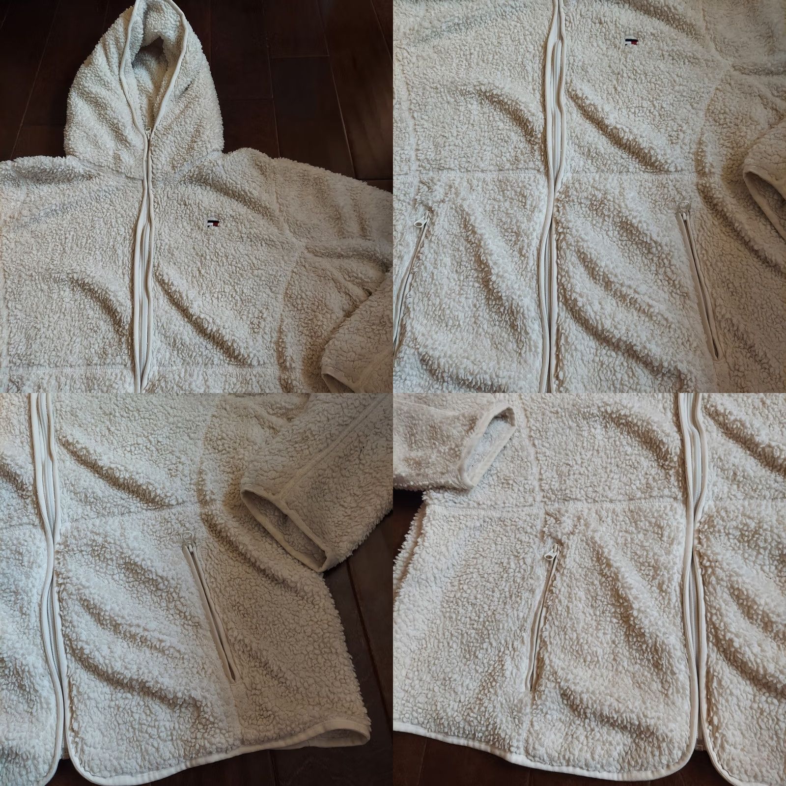 Tommy Hilfiger VINTAGE Tommy Hilfiger Hoodie Pullover White 2XL Mens Regular Zip Sherpa Winter Fall Size XXL / US 16-18 / IT 52-54 - 8 Thumbnail