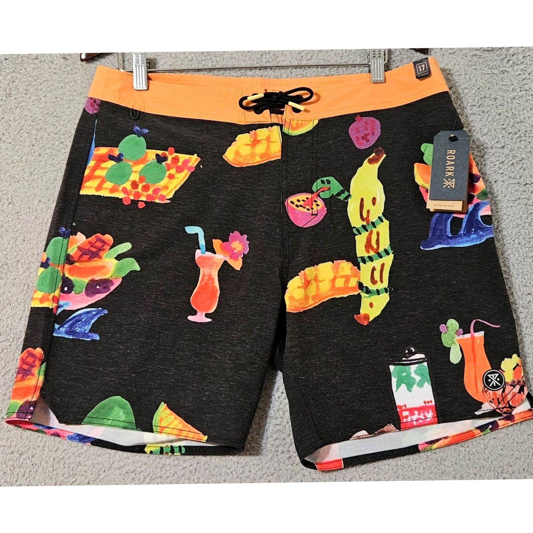 Roark Roark Surf Roark Passage 17" Tahiti Treat Board Shorts Men 33 NWT Black Solid Shorts Mens 33 Black NWT Size US 33 - 2 Thumbnail