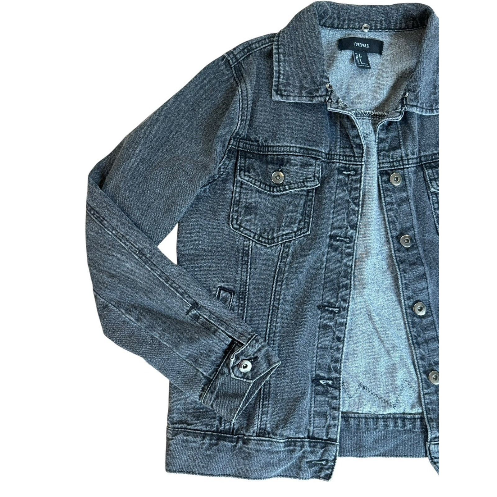 Forever 21 LOVE MOON LIVE SUN Upcycled Retro Vintage Boho Denim Jacket Size S / US 4 / IT 40 - 3 Thumbnail