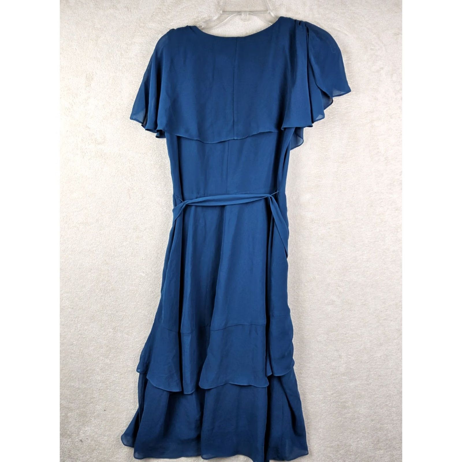 Adrianna Papell Adrianna Papell Women's Chiffon Flutter Dress Blue Size 4 Midi 43" Zip Womens Size S / US 4 / IT 40 - 3 Thumbnail