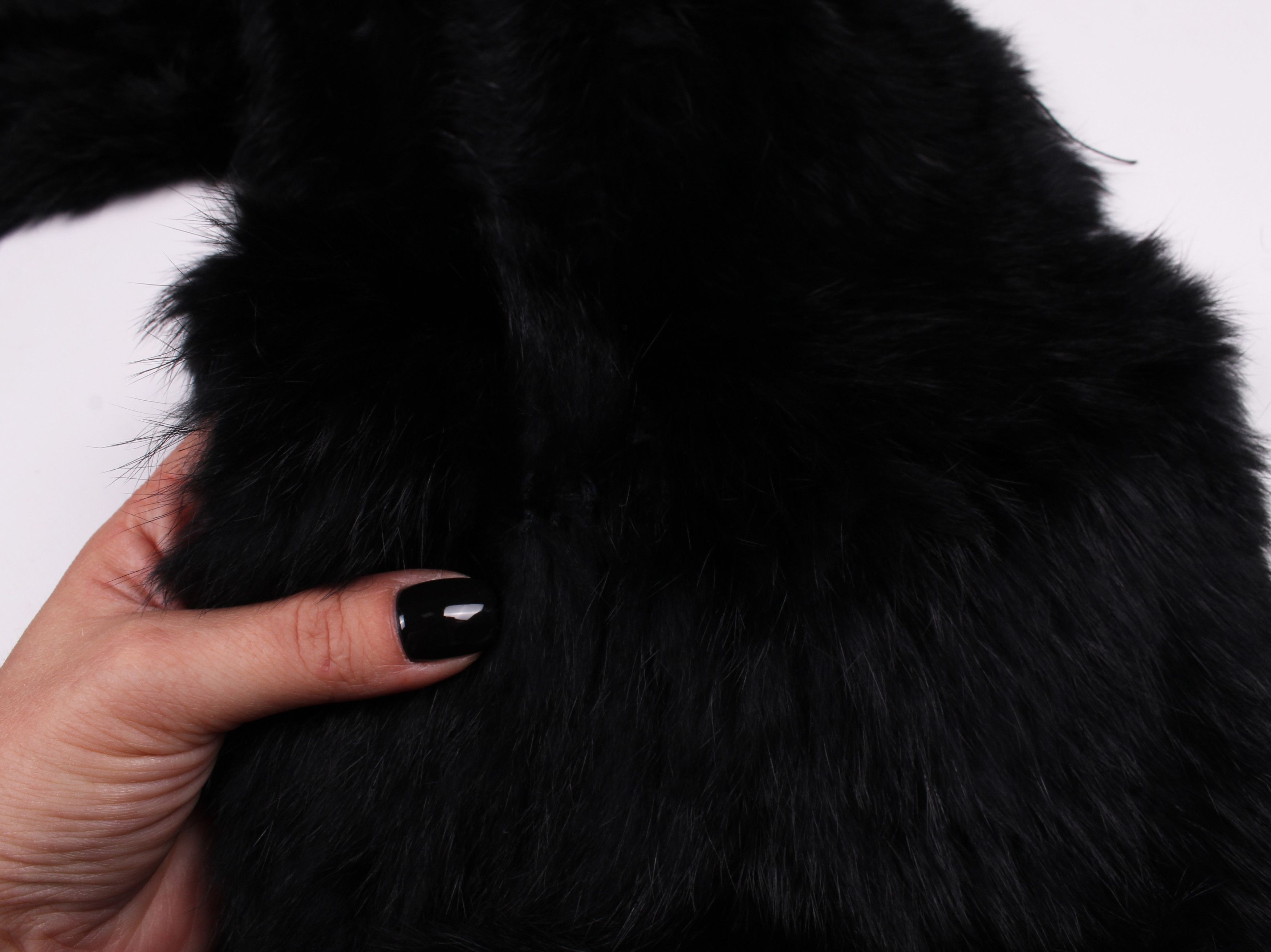 Vintage Vintage Rabbit Fur Black Scarf with Pockets Size ONE SIZE - 5 Thumbnail