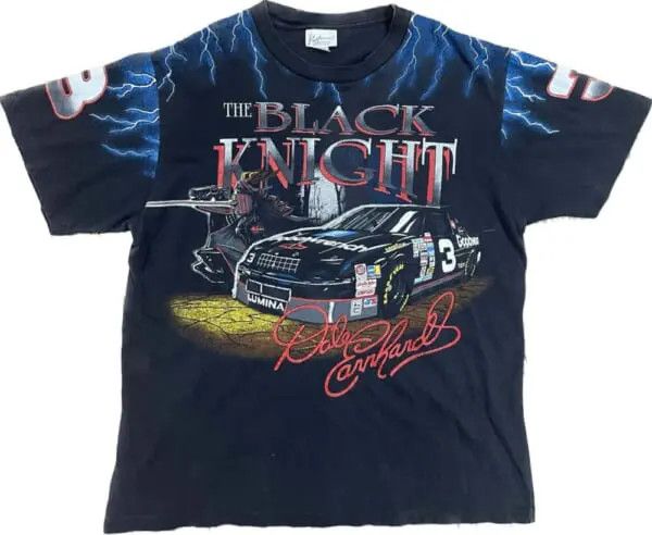 image of Vintage 90's Dale Earnhardt 'black Knight' Nascar Tee, Men's (Size 2XL)