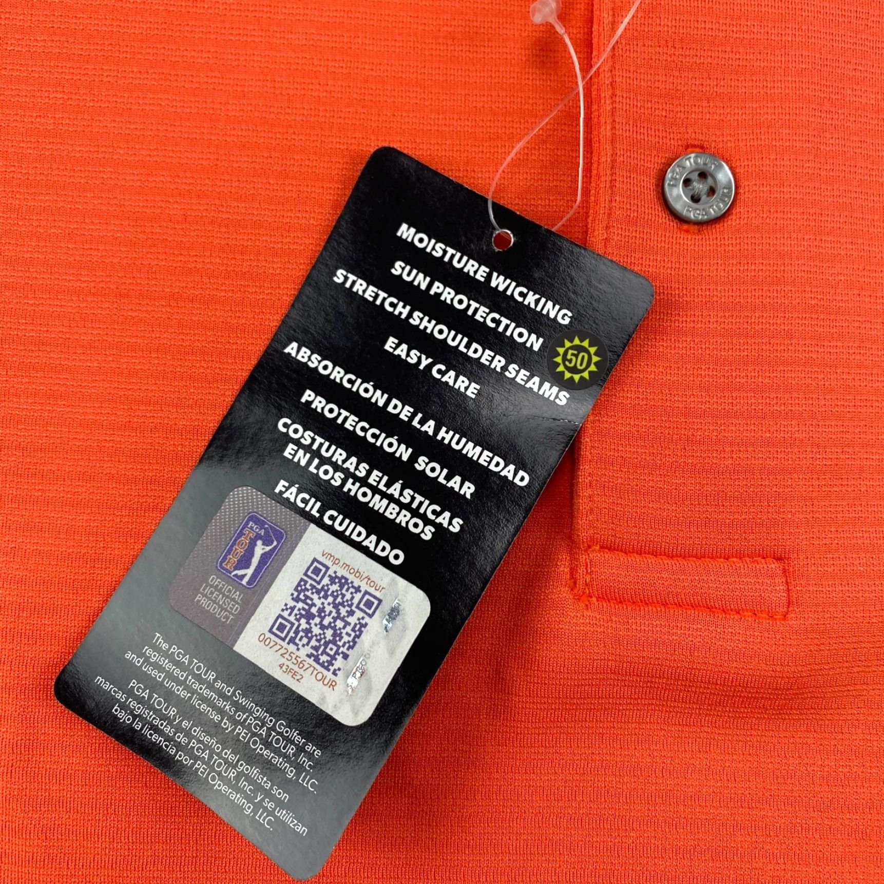 PGA Tour PGA TOUR Polo Shirt Mens XL Orange Short Sleeve Moisture Wicking UPF 50 Golf NWT Size US XL / EU 56 / 4 - 5 Thumbnail