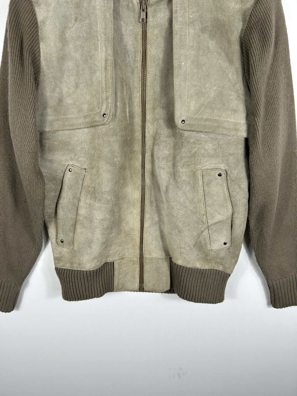 Japanese Brand ⚡️Vintage Mervyn’s Zipper Knit Sleeve Suede Leather Jacket Size US M / EU 48-50 / 2 - 5 Thumbnail