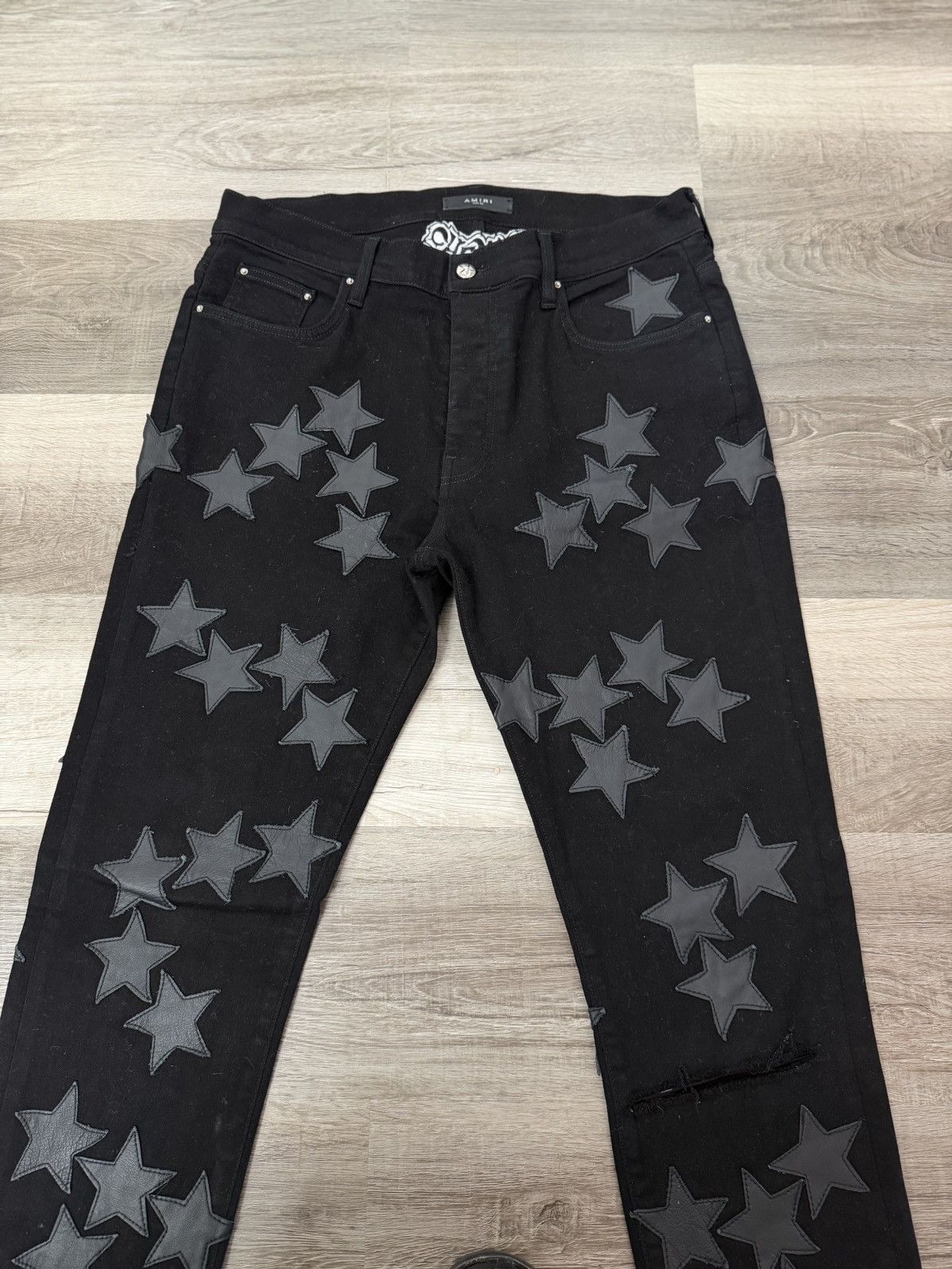 Amiri Amiri Chemist Jeans Black Leather Star Patches Size 36 Size US 36 / EU 52 - 2 Thumbnail