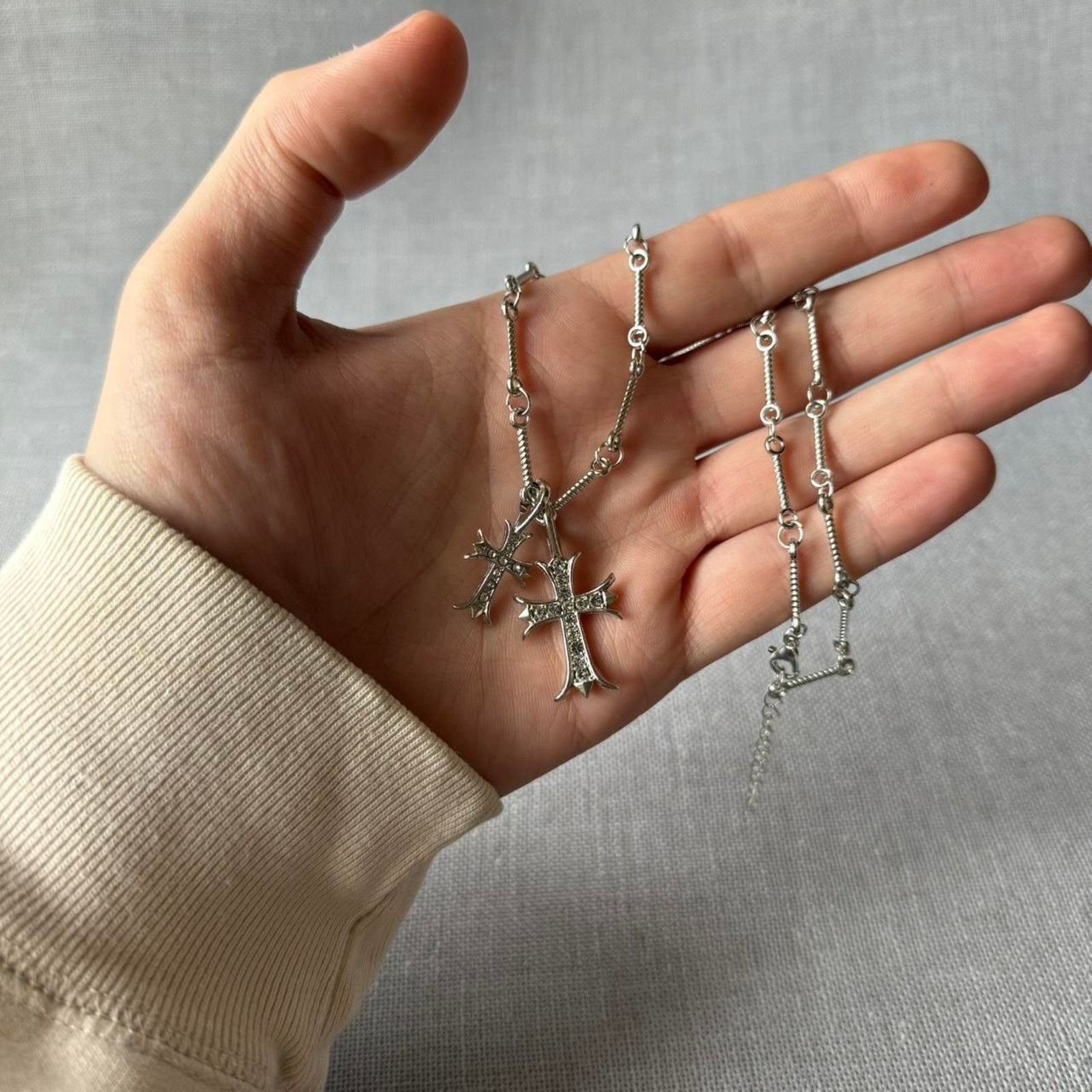 Other DOUBLE CROSS SILVER NECKLACE // MENS Size ONE SIZE - 2 Thumbnail